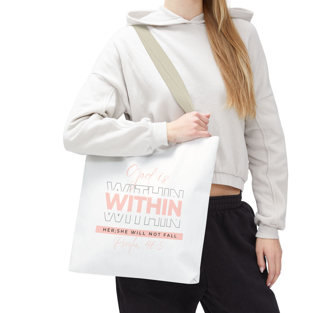 God Is Within Her Tote Bag – Psalm 46:5 Christian Scripture Tote for Women