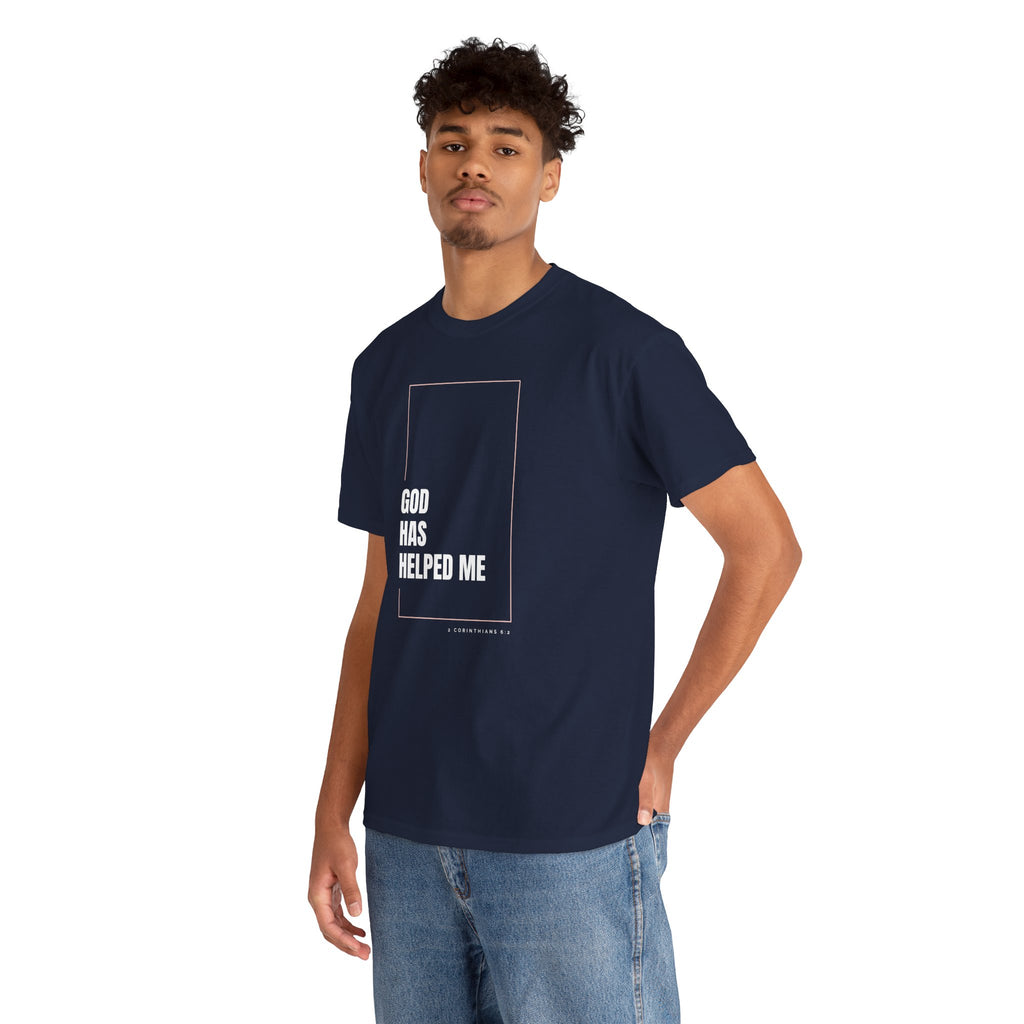 God Has Helped Me Christian T-Shirt – 2 Corinthians 6:2 Faith Tee | Unisex Heavy Cotton Shirt