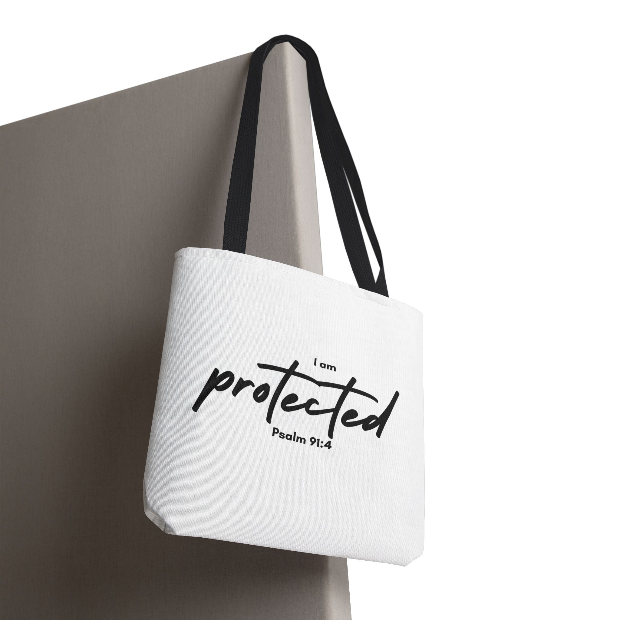 I Am Protected Tote Bag — Psalm 91:4 Christian Scripture Canvas Tote | Faith-Based Carryall