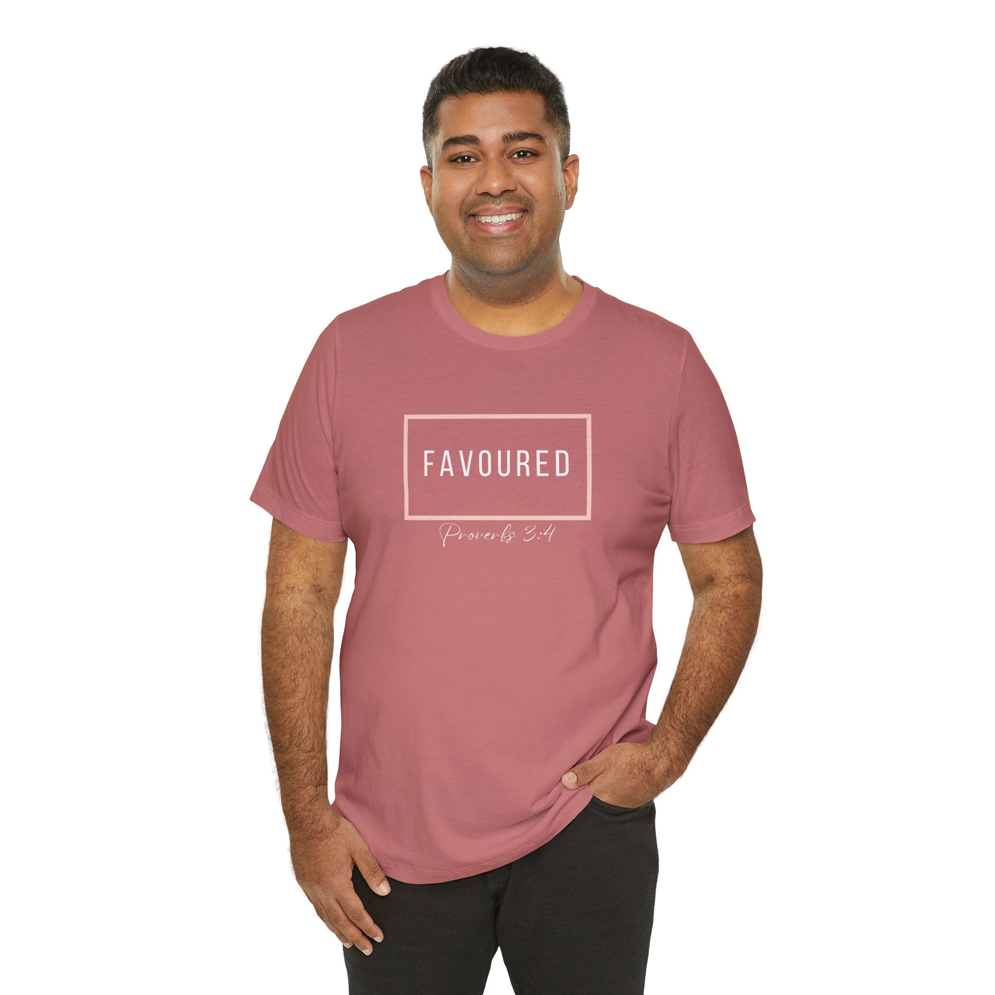 Favoured Christian T-Shirt – Proverbs 3:4 Scripture Tee | Faith-Based Unisex Shirt