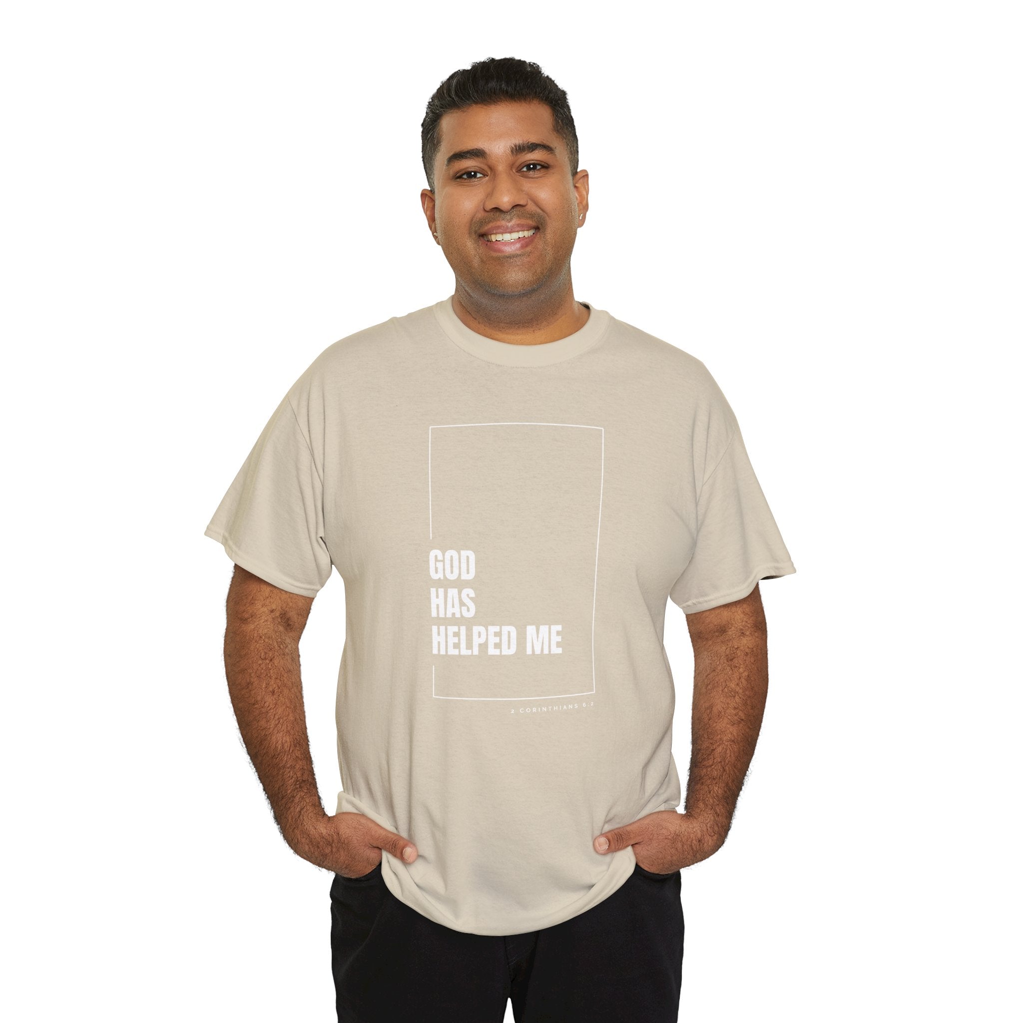God Has Helped Me Christian T-Shirt – 2 Corinthians 6:2 Faith Tee | Unisex Heavy Cotton Shirt
