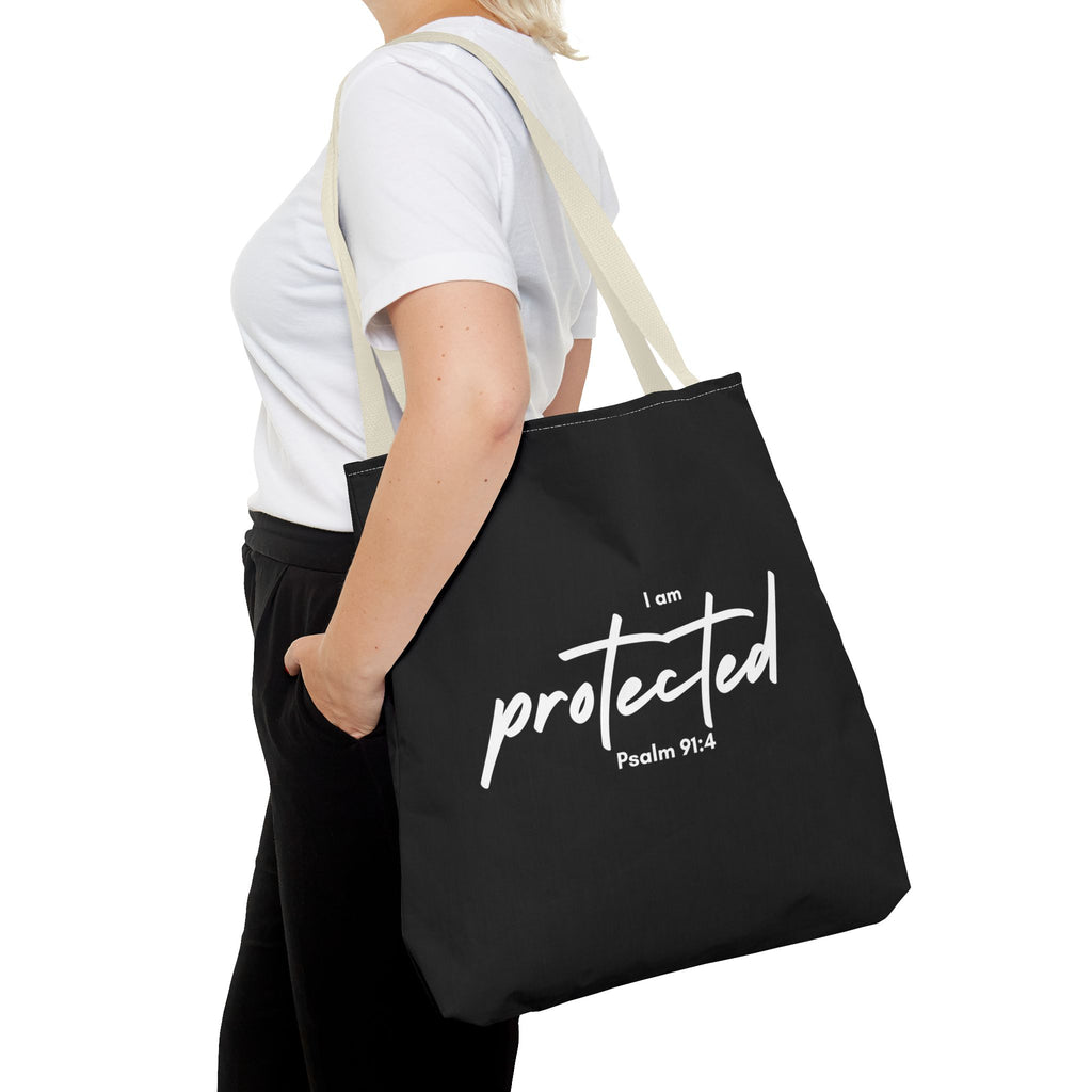 I Am Protected Tote Bag — Psalm 91:4 Christian Scripture Canvas Tote | Faith-Based Carryall
