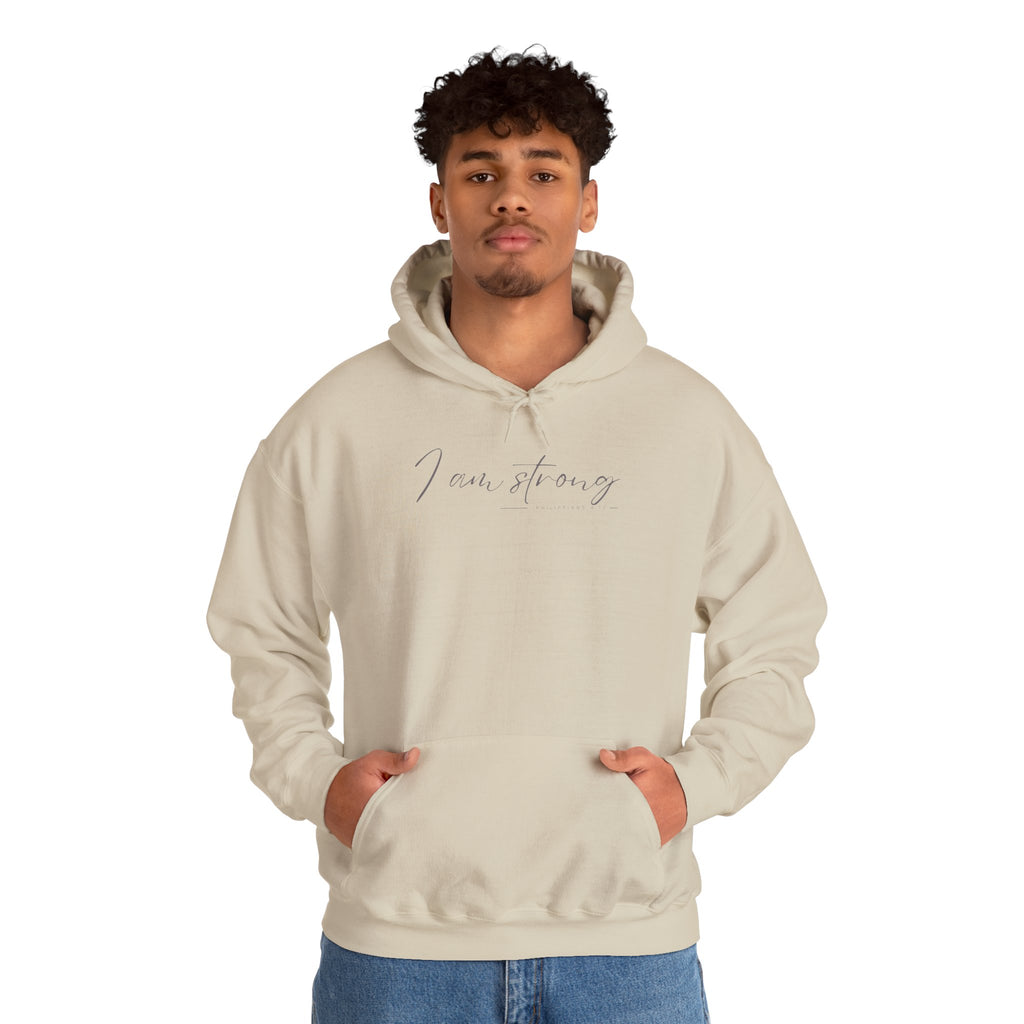 I Am Strong Hoodie – Philippians 4:13 Christian Unisex Faith Sweatshirt