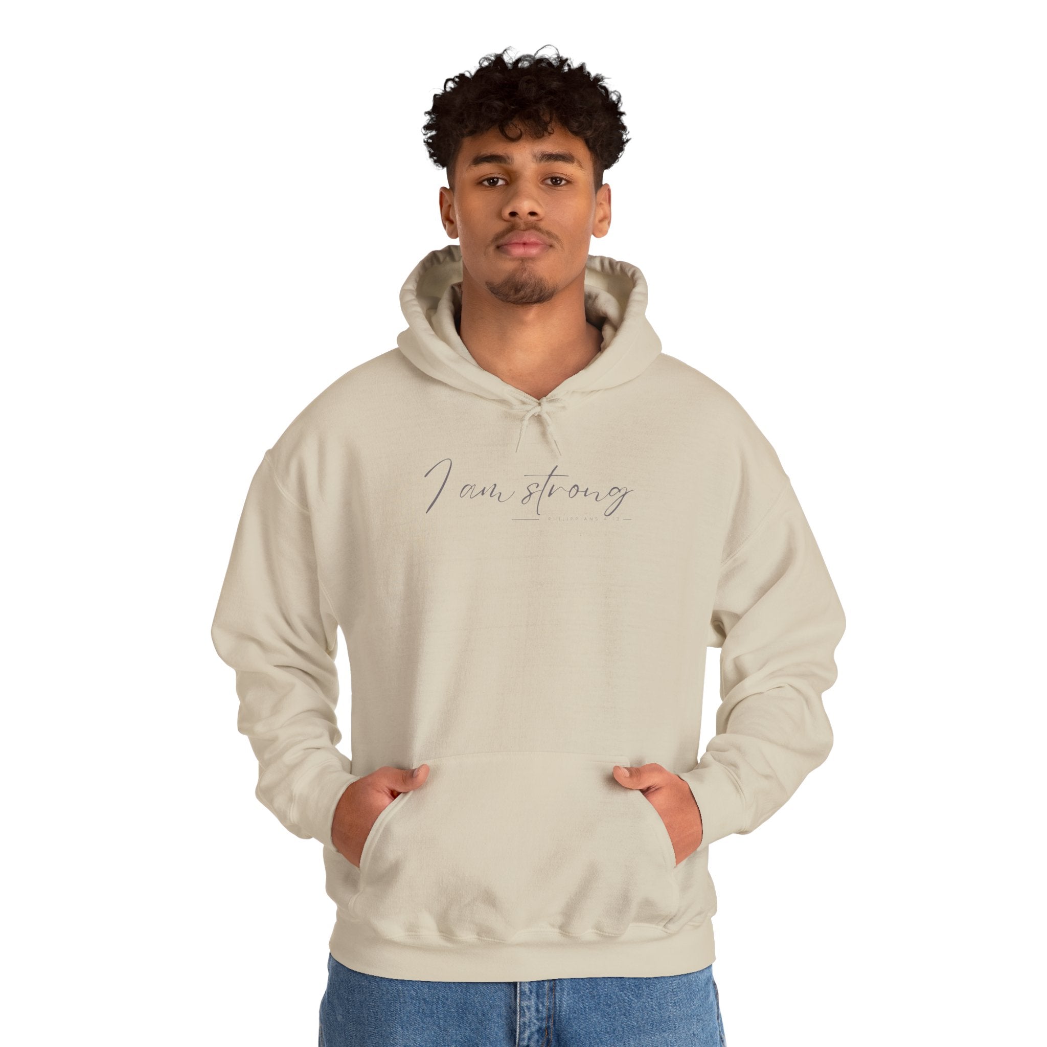 I Am Strong Hoodie – Philippians 4:13 Christian Unisex Faith Sweatshirt