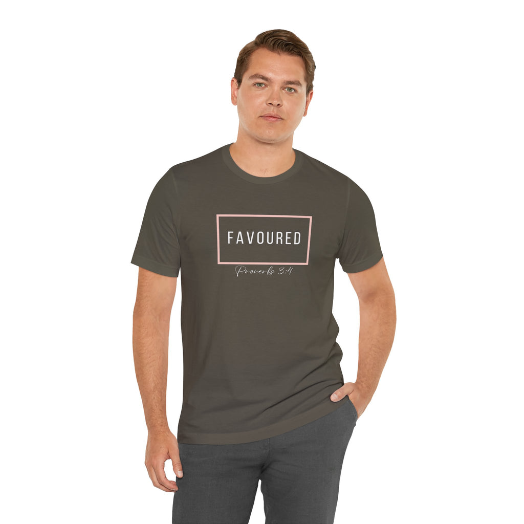 Favoured Christian T-Shirt – Proverbs 3:4 Scripture Tee | Faith-Based Unisex Shirt