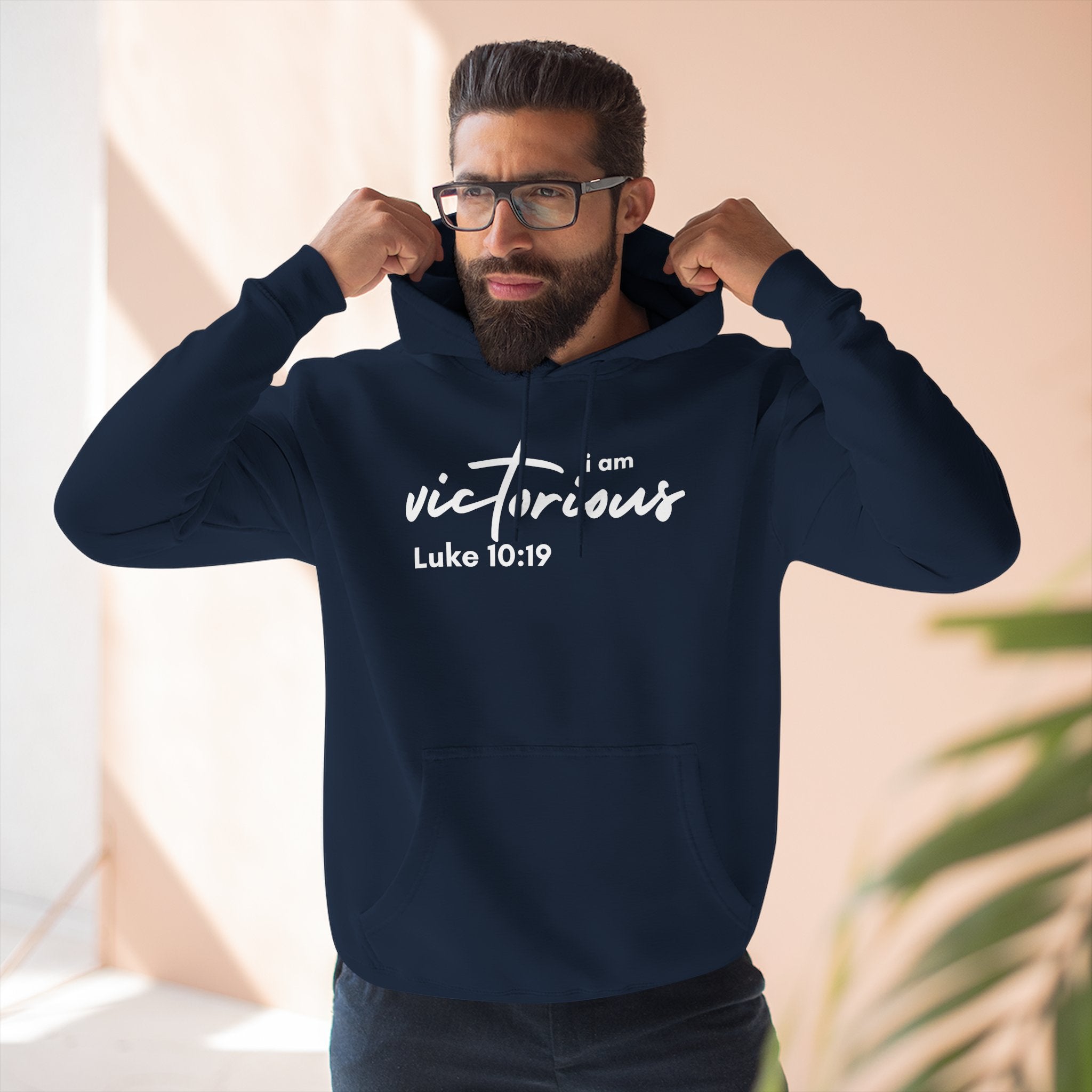 I Am Victorious Hoodie — Luke 10:19 Christian Scripture Fleece Pullover