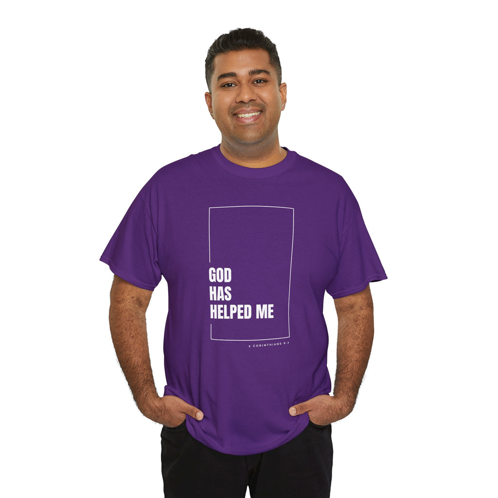 God Has Helped Me Christian T-Shirt – 2 Corinthians 6:2 Faith Tee | Unisex Heavy Cotton Shirt