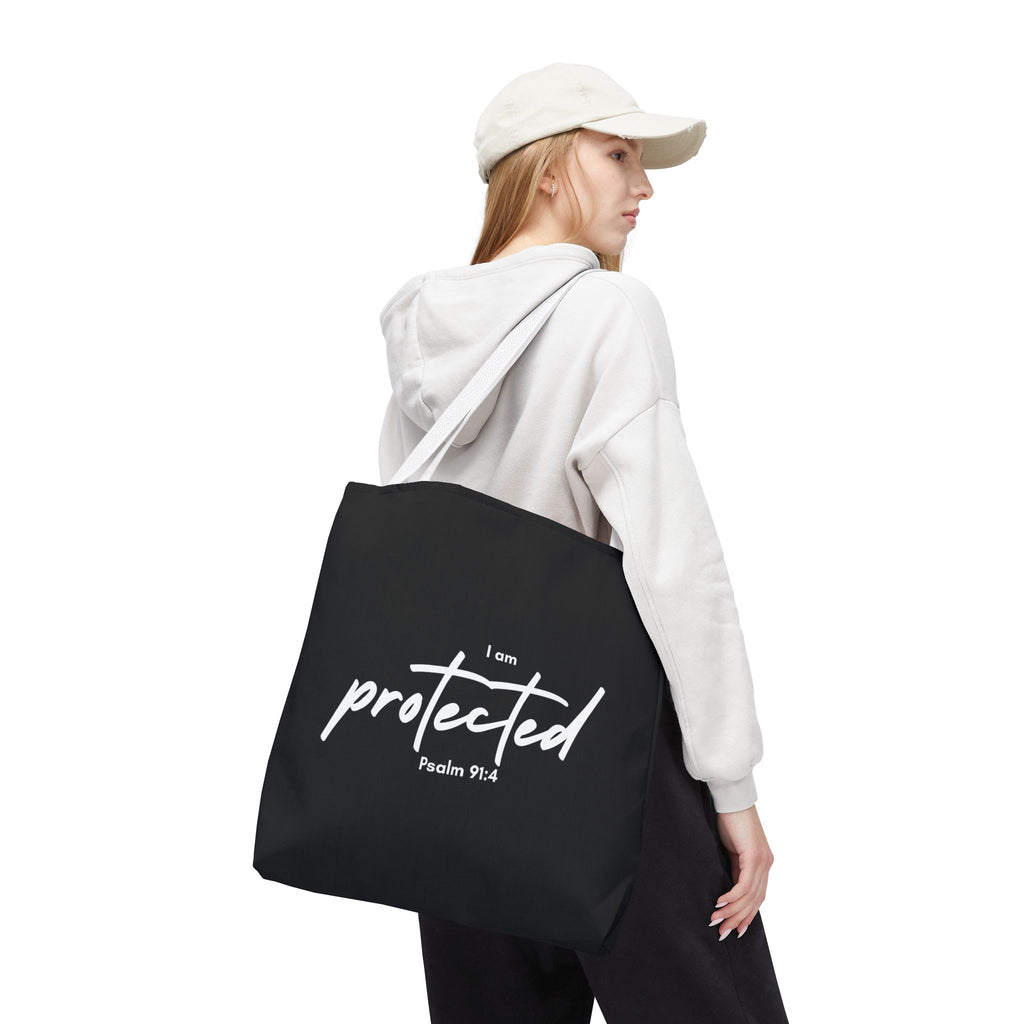I Am Protected Tote Bag — Psalm 91:4 Christian Scripture Canvas Tote | Faith-Based Carryall