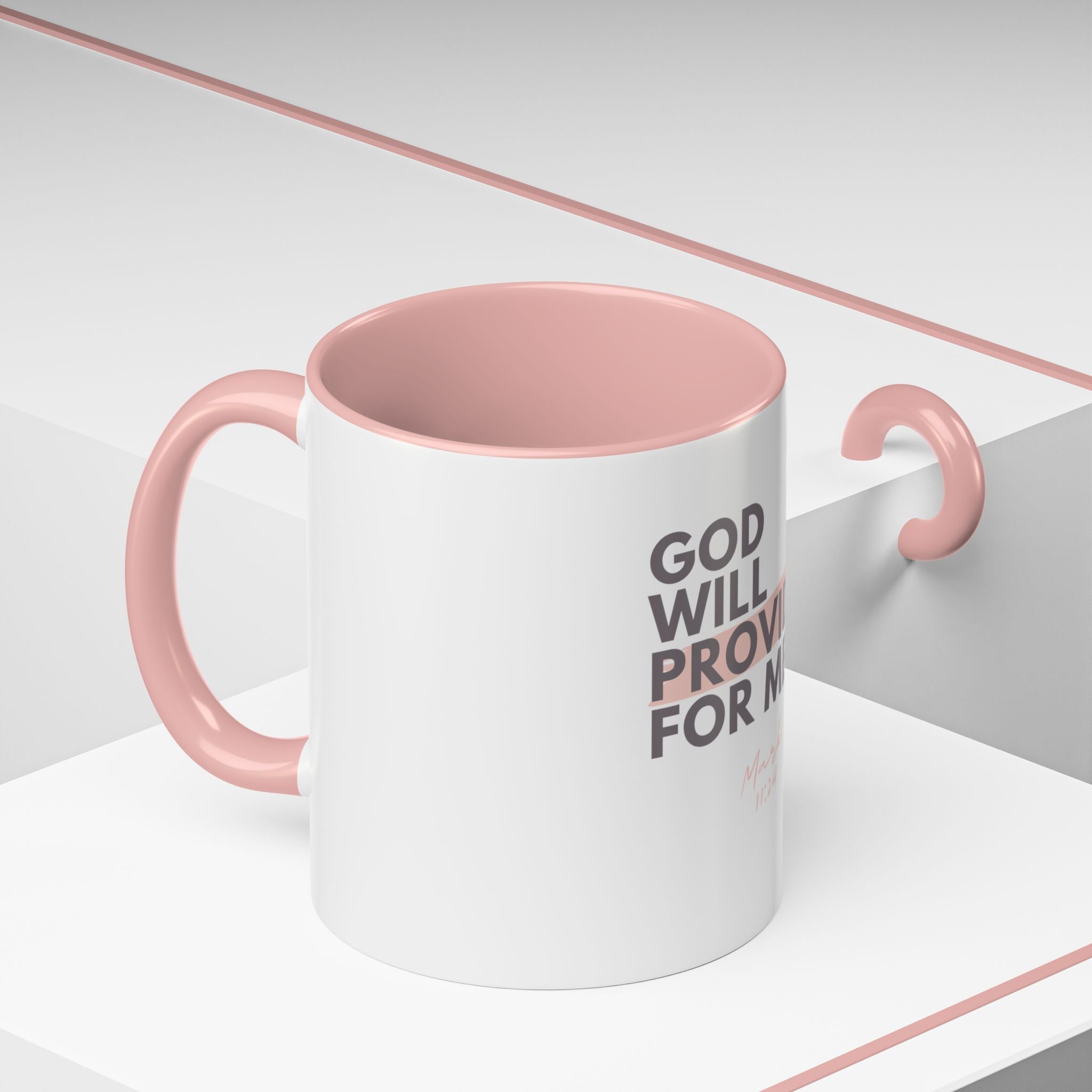 God Will Provide for Me Accent Coffee Mug — Mark 11:24 Christian Scripture Mug (11oz & 15oz)