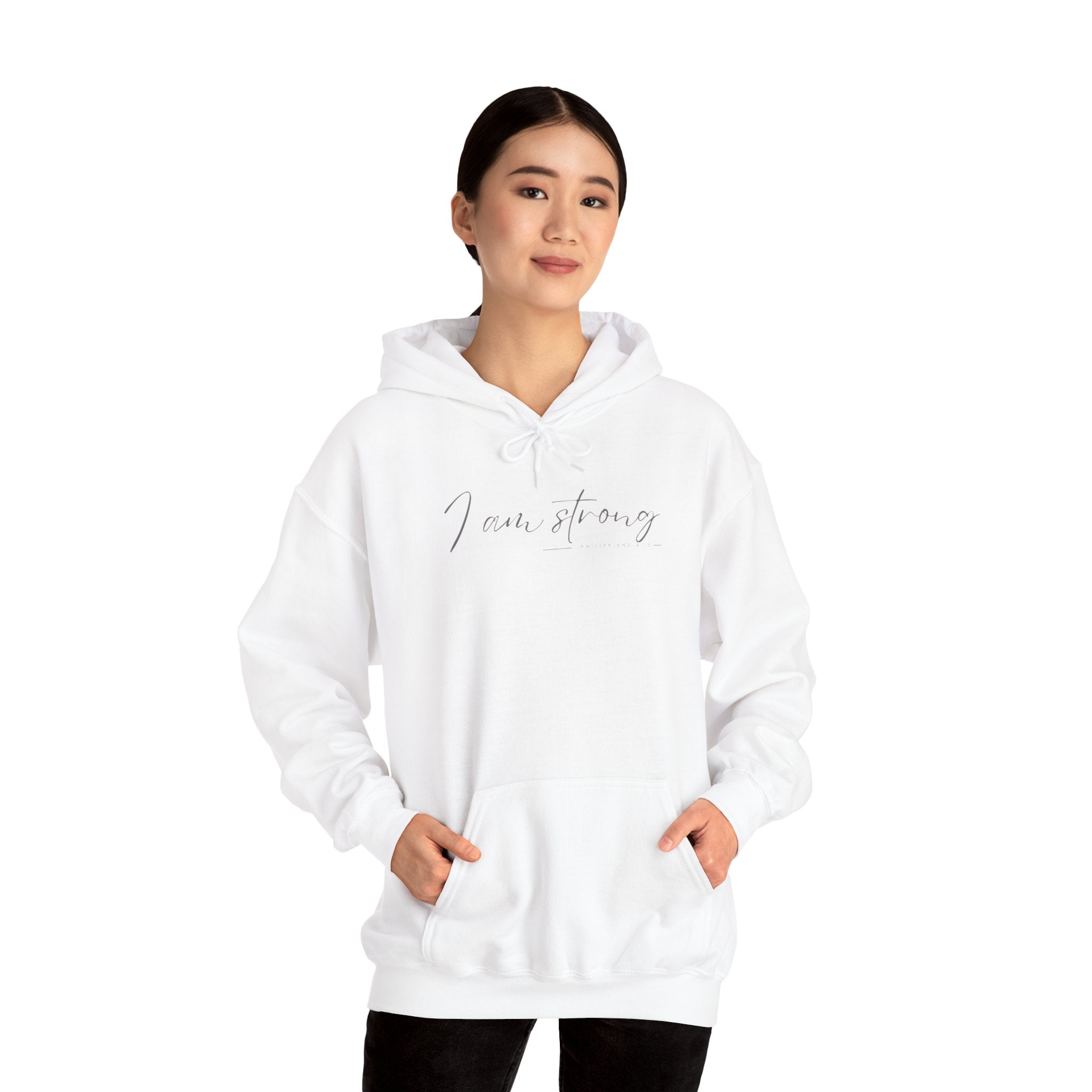 I Am Strong Hoodie – Philippians 4:13 Christian Unisex Faith Sweatshirt