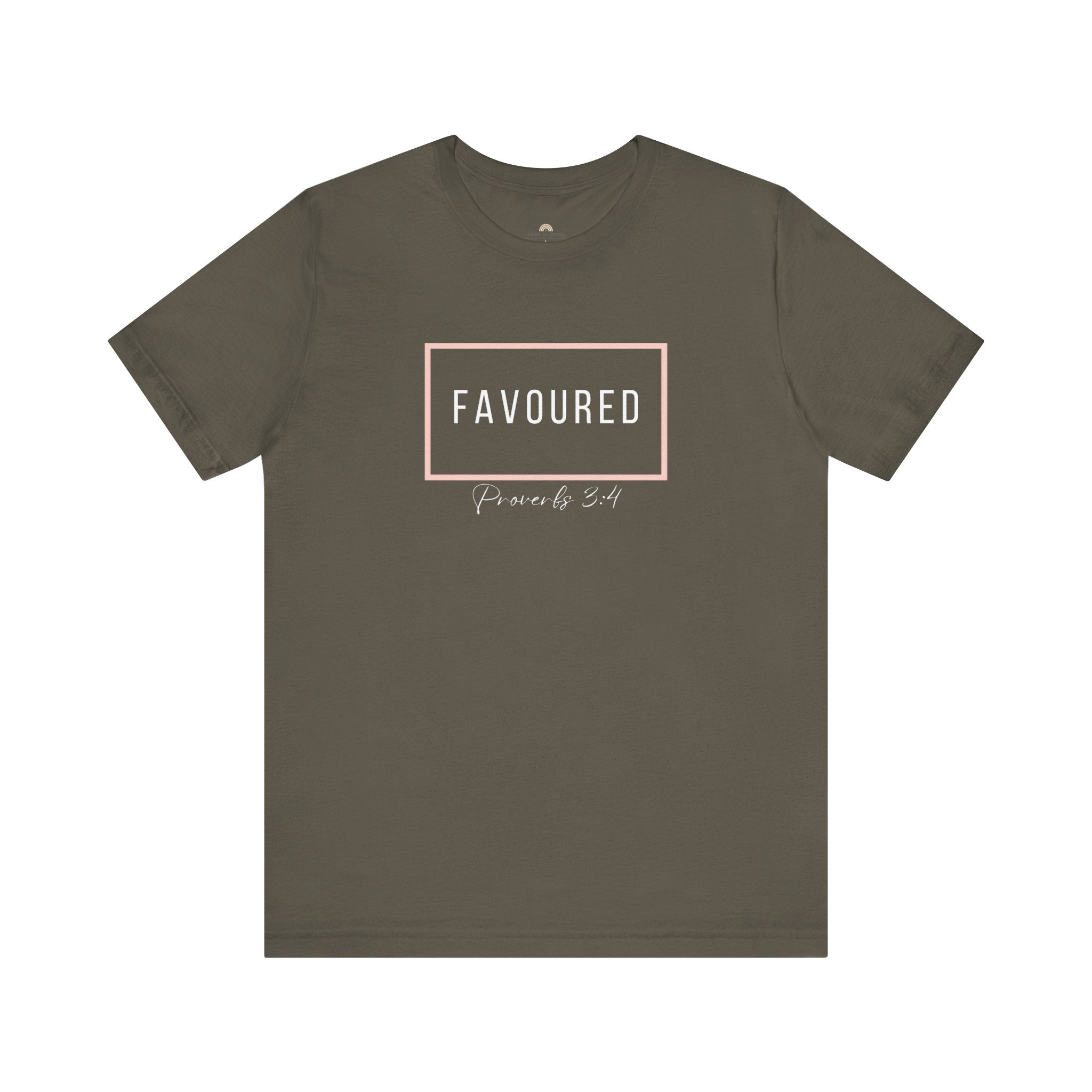 Favoured Christian T-Shirt – Proverbs 3:4 Scripture Tee | Faith-Based Unisex Shirt