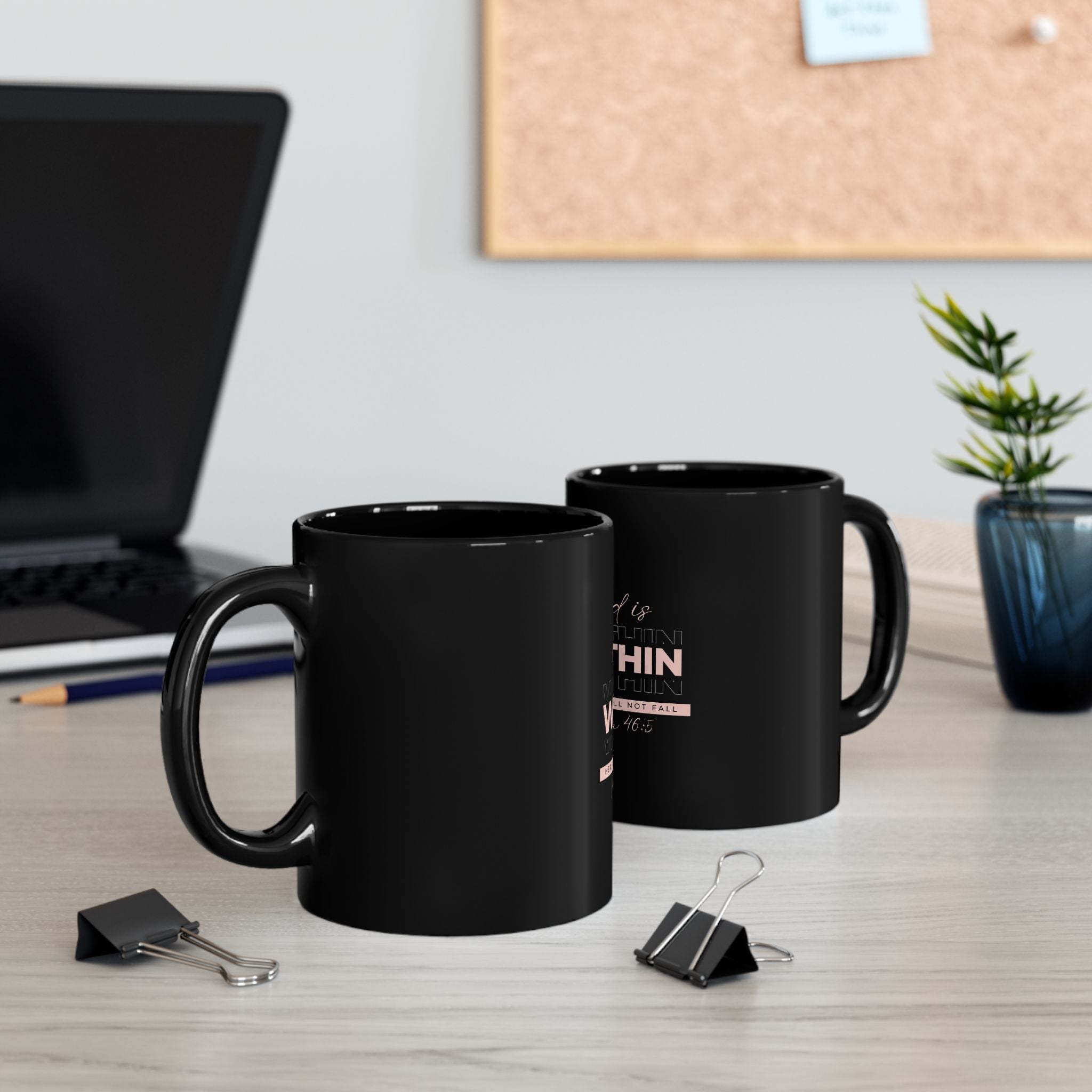 God Is Within Her Black Ceramic Mug – Psalm 46:5 Christian Mug for Women (11oz & 15oz)