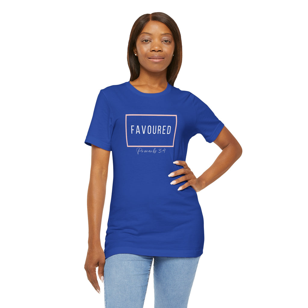 Favoured Christian T-Shirt – Proverbs 3:4 Scripture Tee | Faith-Based Unisex Shirt