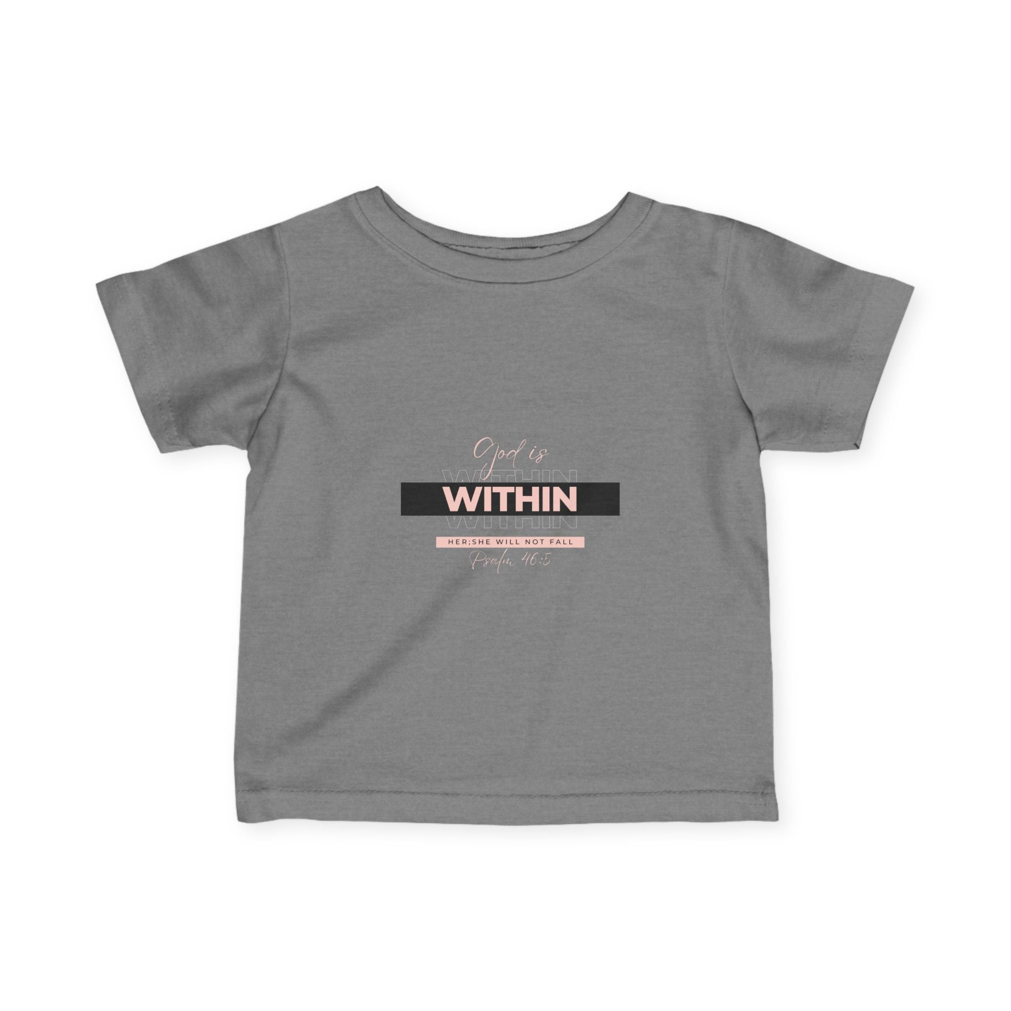 Faith-Inspired Infant Tee – God Is Within Her; She Will Not Fall Psalm 46:5 | Christian Baby Shirt, Soft Cotton Tee, Baby Girl Gift