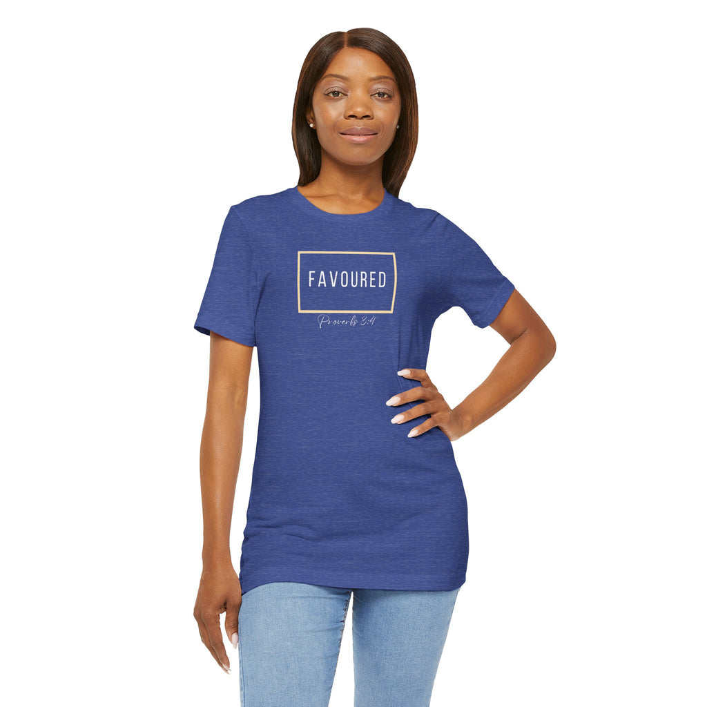 Favoured Christian T-Shirt – Proverbs 3:4 Scripture Tee | Faith-Based Unisex Shirt