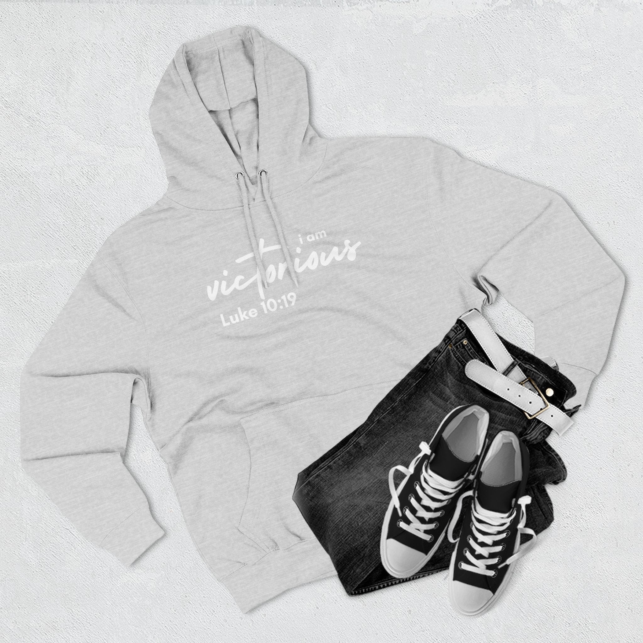 I Am Victorious Hoodie — Luke 10:19 Christian Scripture Fleece Pullover