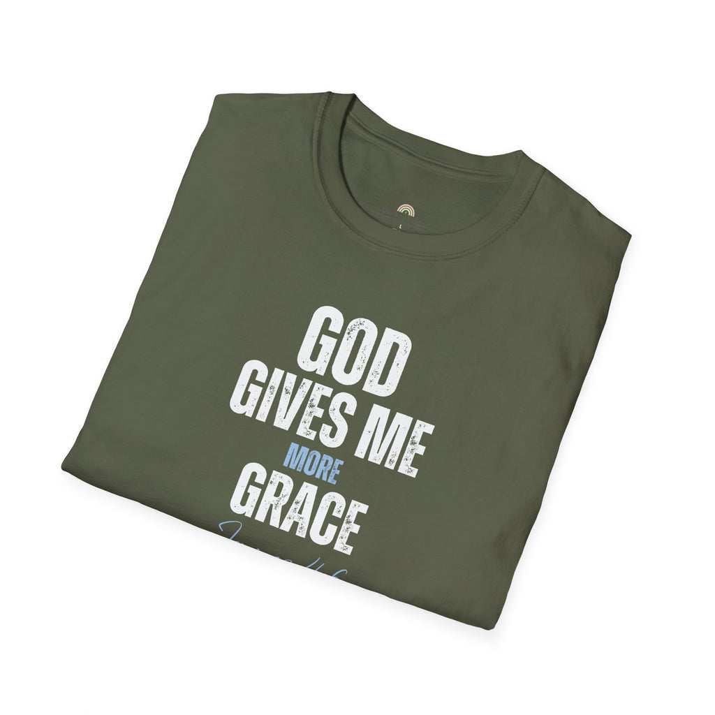 God Gives Me More Grace T-Shirt — James 4:6 Christian Scripture Tee