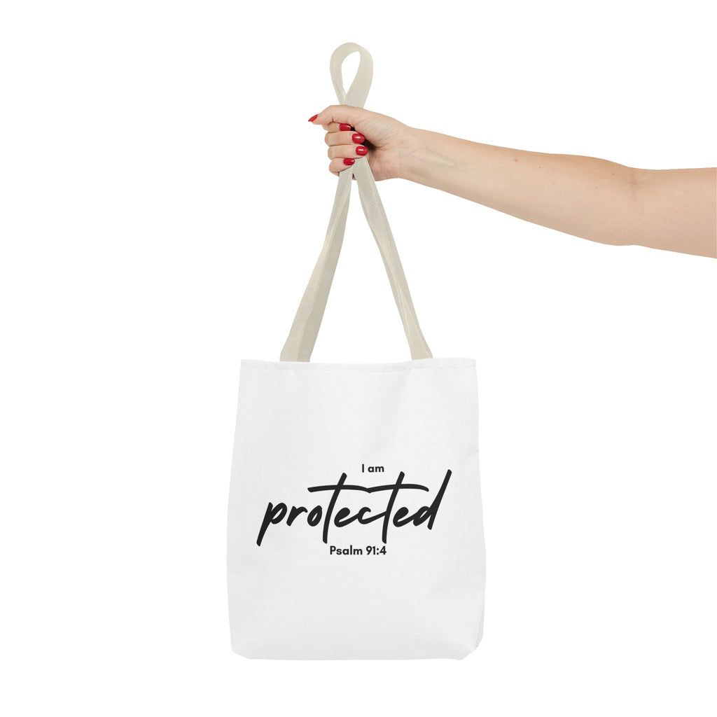 I Am Protected Tote Bag — Psalm 91:4 Christian Scripture Canvas Tote | Faith-Based Carryall