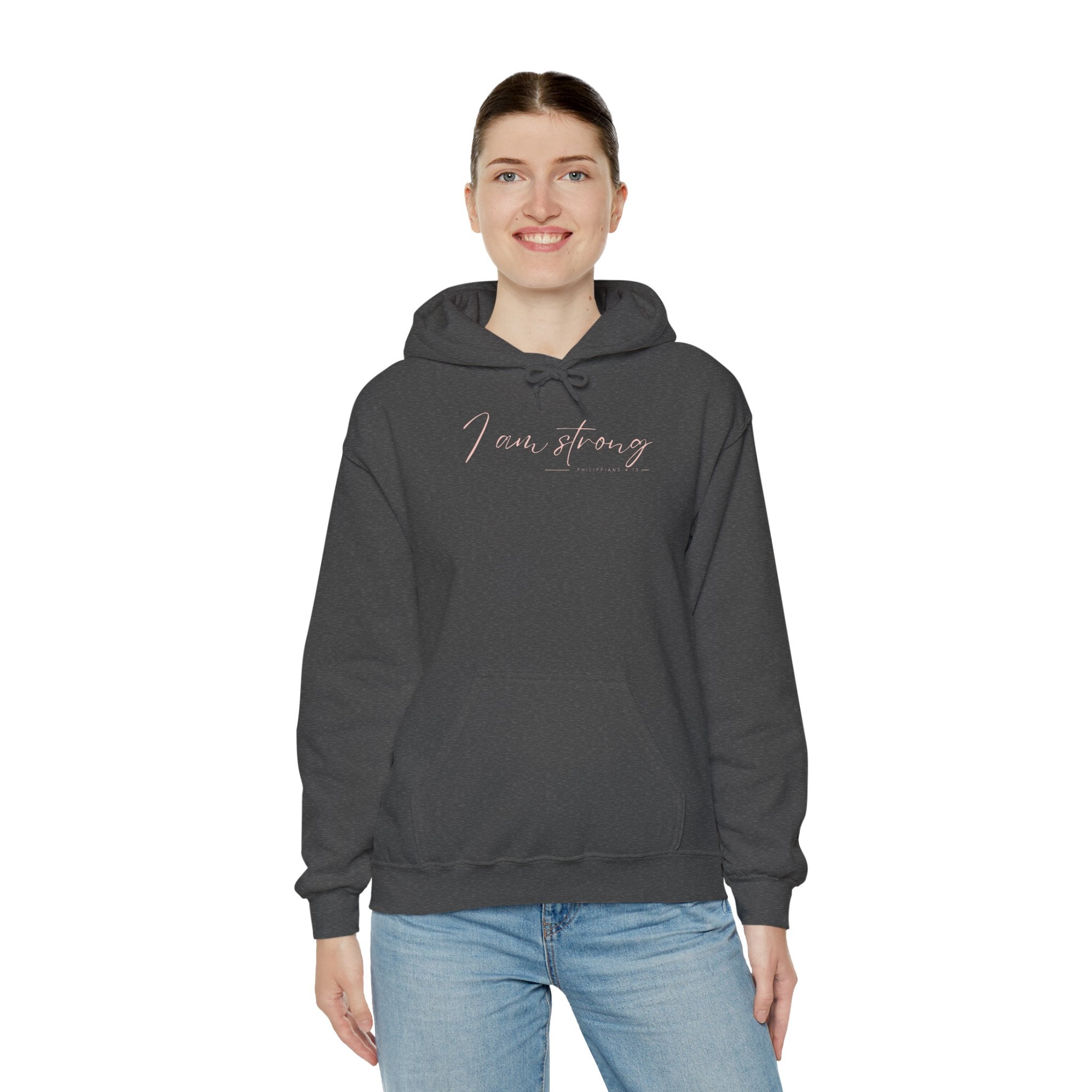 I Am Strong Hoodie – Philippians 4:13 Christian Unisex Faith Sweatshirt