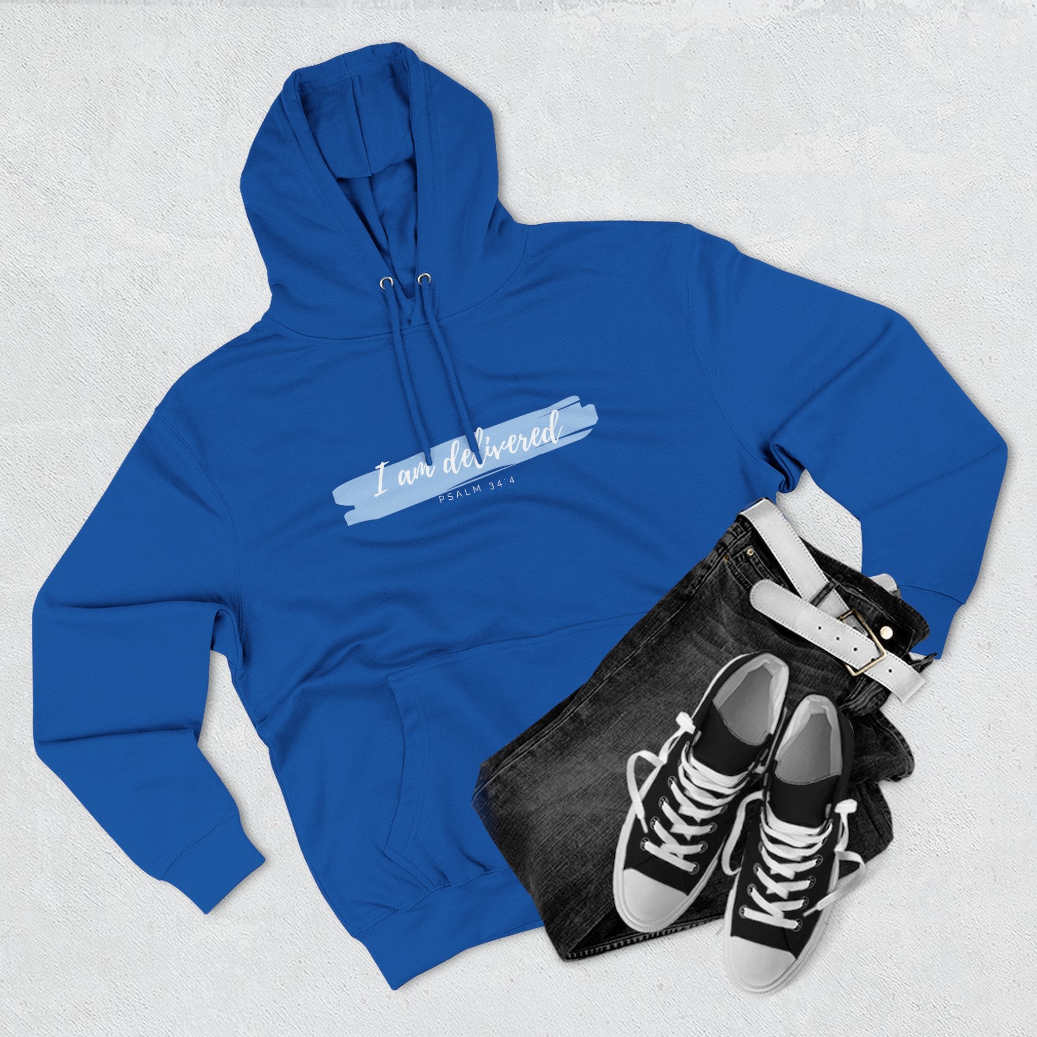 I Am Delivered Christian Hoodie — Psalm 34:4 Faith Hoodie | Inspirational Scripture Pullover | Unisex Christian Apparel