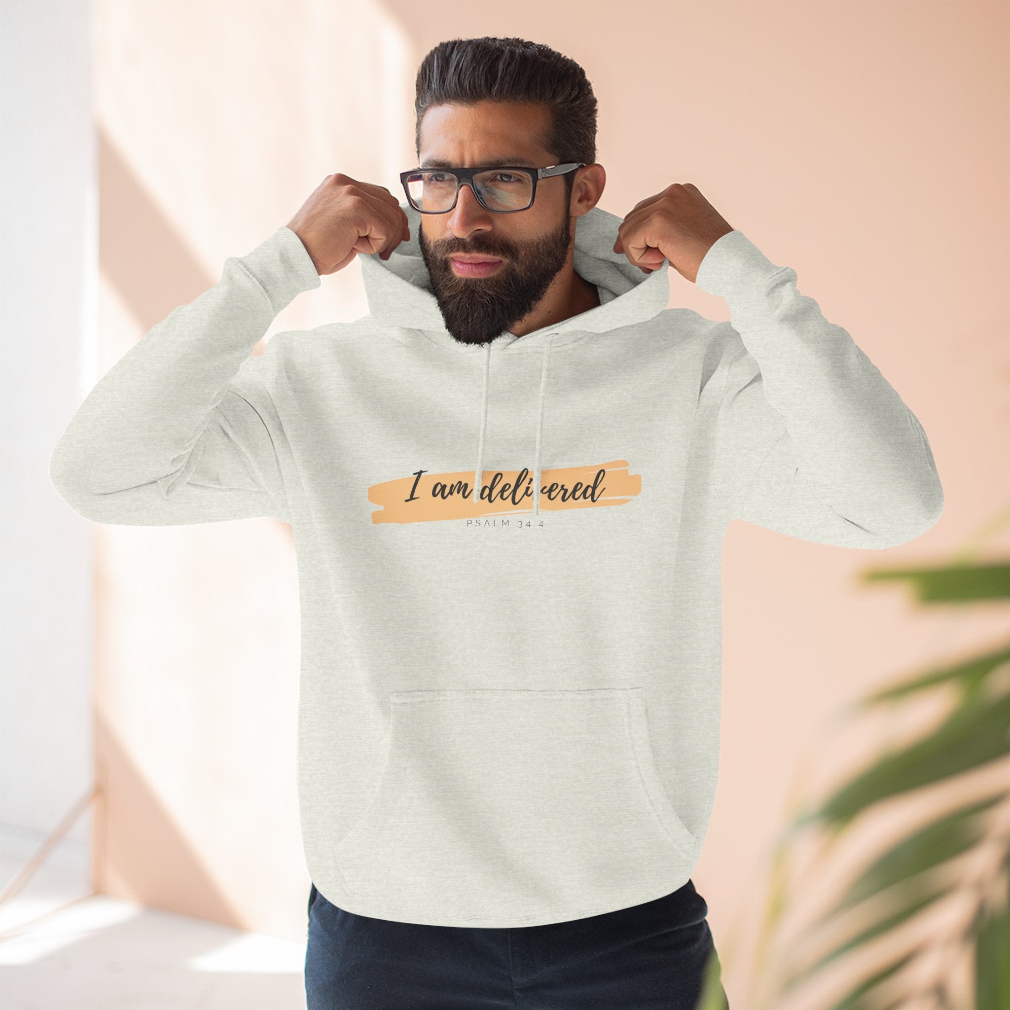 I Am Delivered Christian Hoodie — Psalm 34:4 Faith Hoodie | Inspirational Scripture Pullover | Unisex Christian Apparel