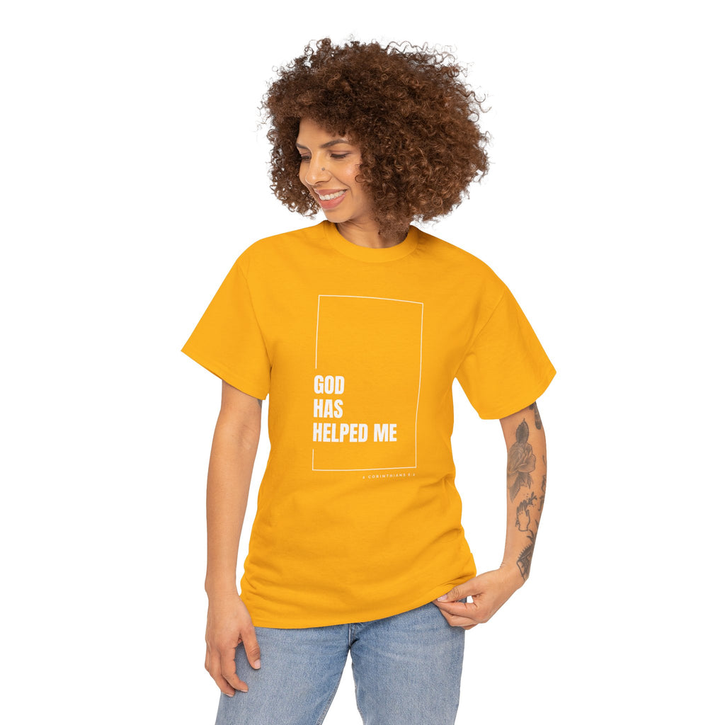God Has Helped Me Christian T-Shirt – 2 Corinthians 6:2 Faith Tee | Unisex Heavy Cotton Shirt