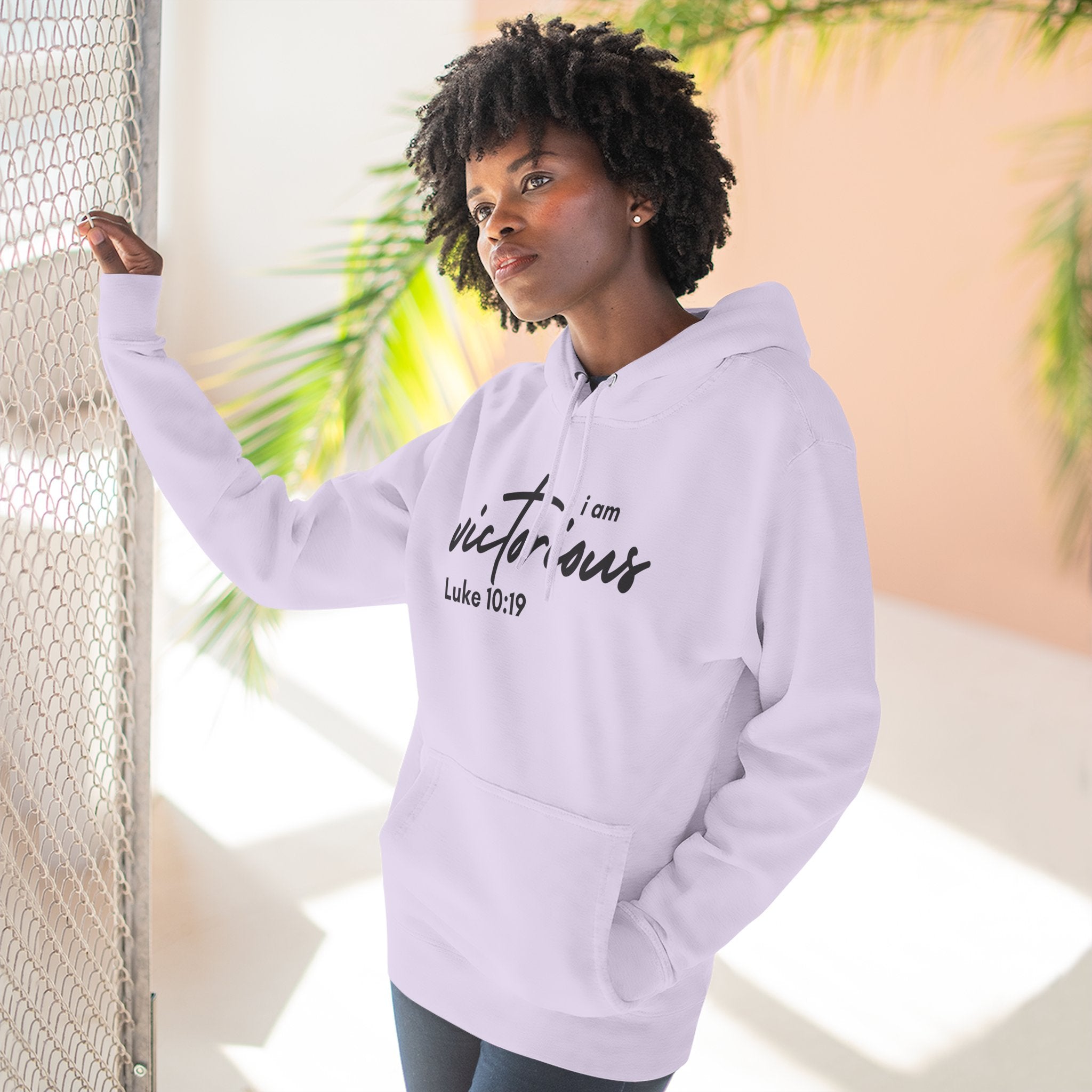 I Am Victorious Hoodie — Luke 10:19 Christian Scripture Fleece Pullover
