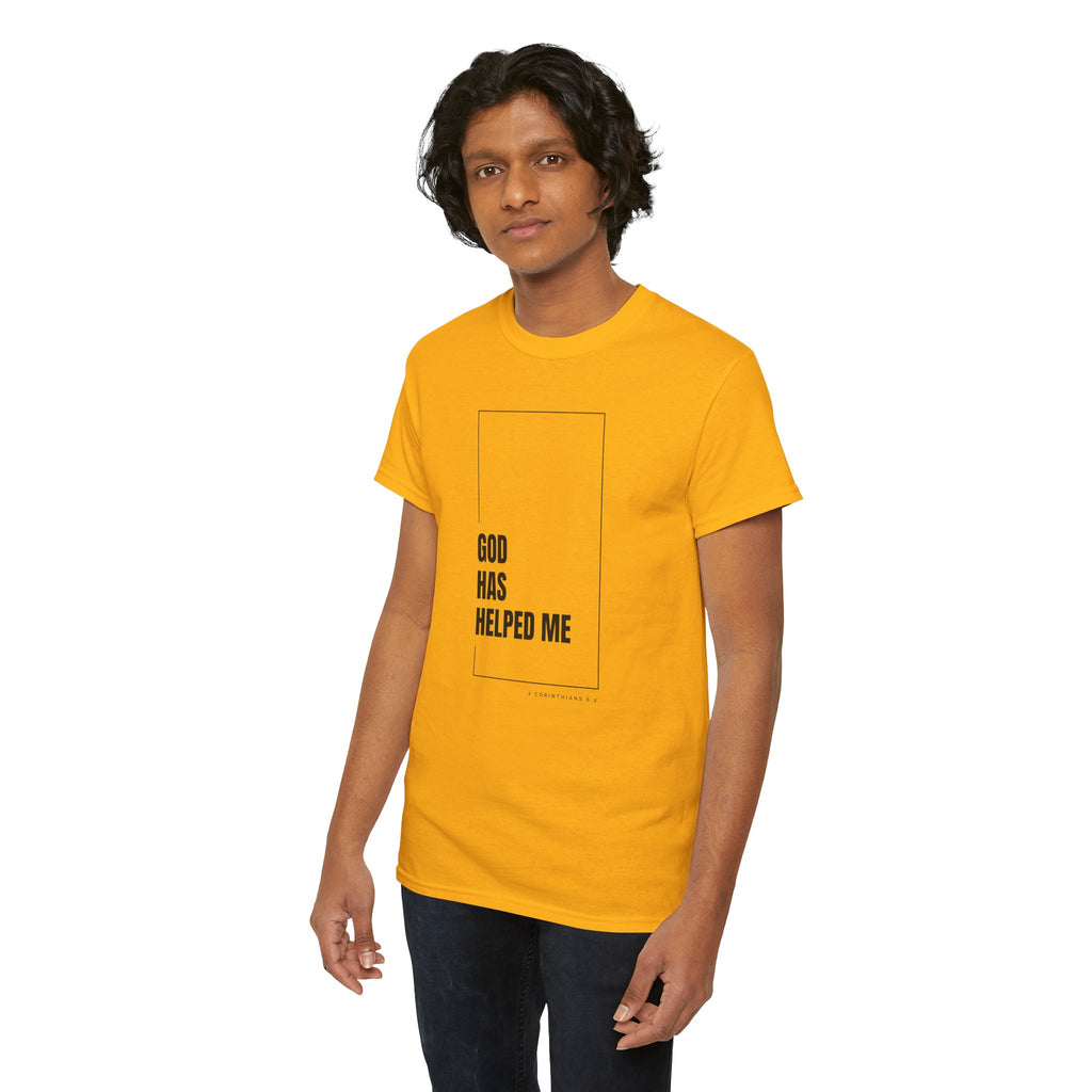 God Has Helped Me Christian T-Shirt – 2 Corinthians 6:2 Faith Tee | Unisex Heavy Cotton Shirt