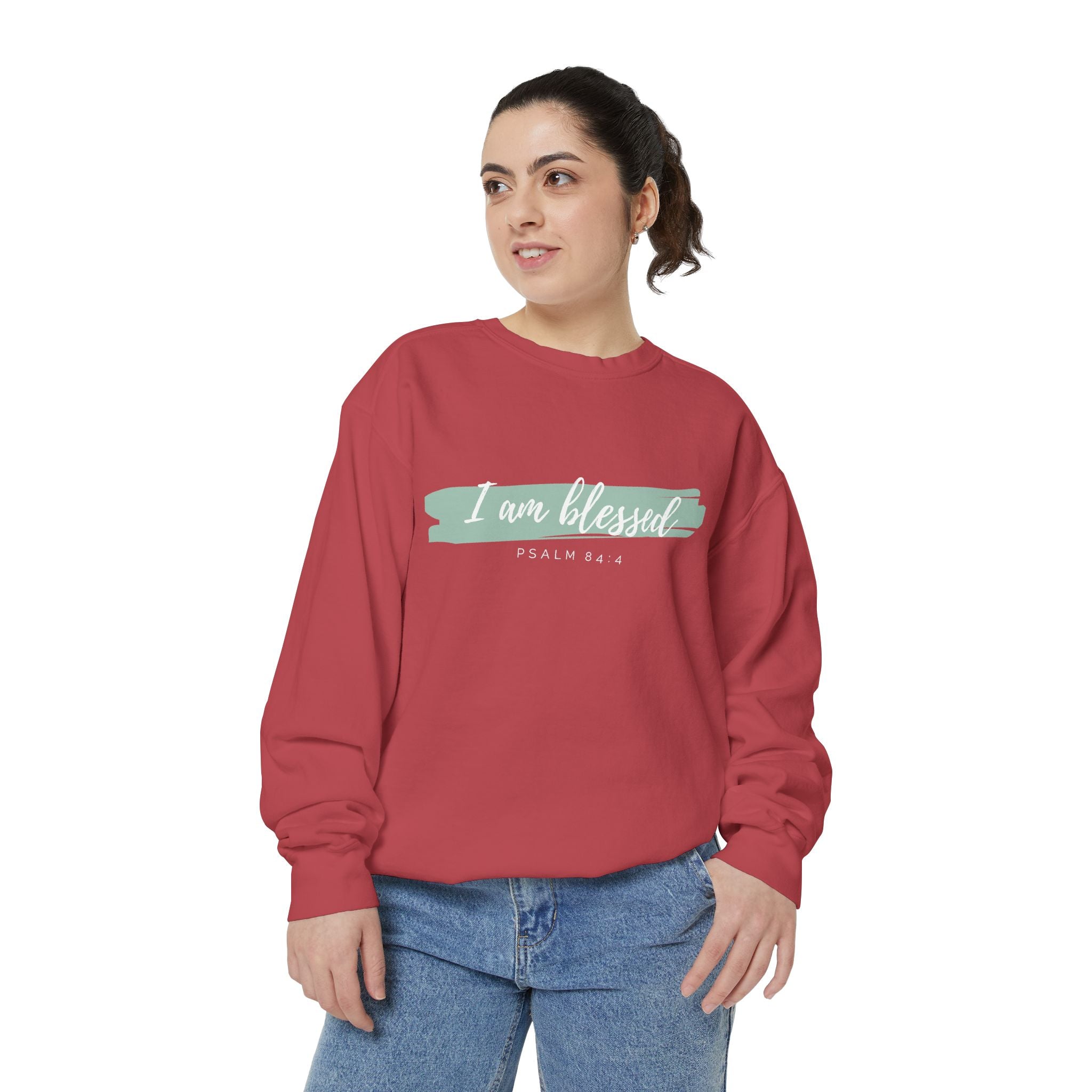 I Am Blessed Sweatshirt – Psalm 84:4 Christian Inspirational Crewneck (Garment-Dyed)