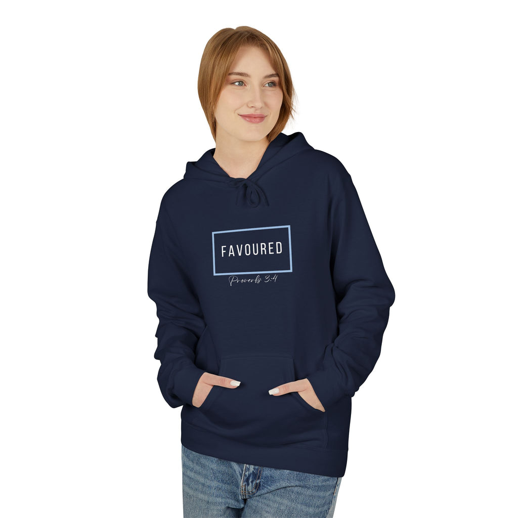 Favoured Christian Hoodie – Proverbs 3:4 Minimalist Script Hoodie | Faith-Based Unisex Pullover