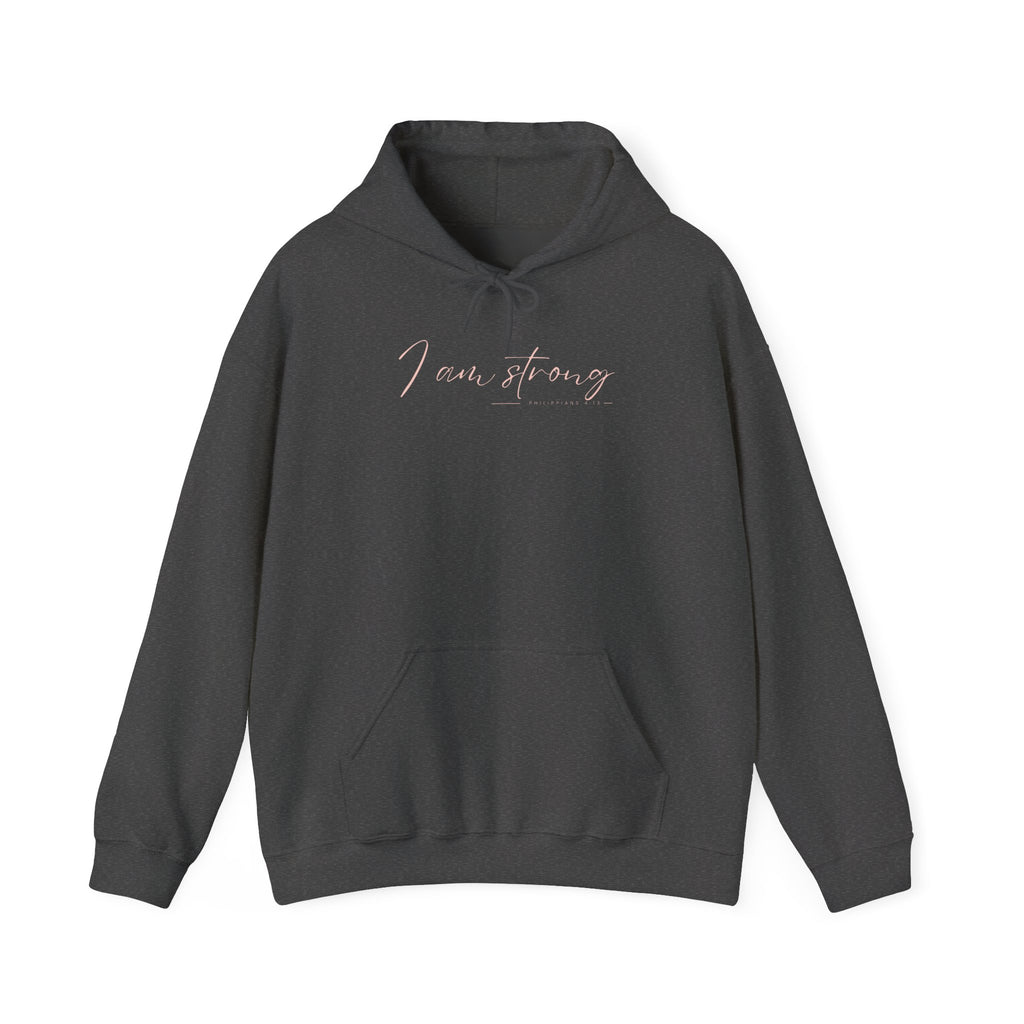 I Am Strong Hoodie – Philippians 4:13 Christian Unisex Faith Sweatshirt