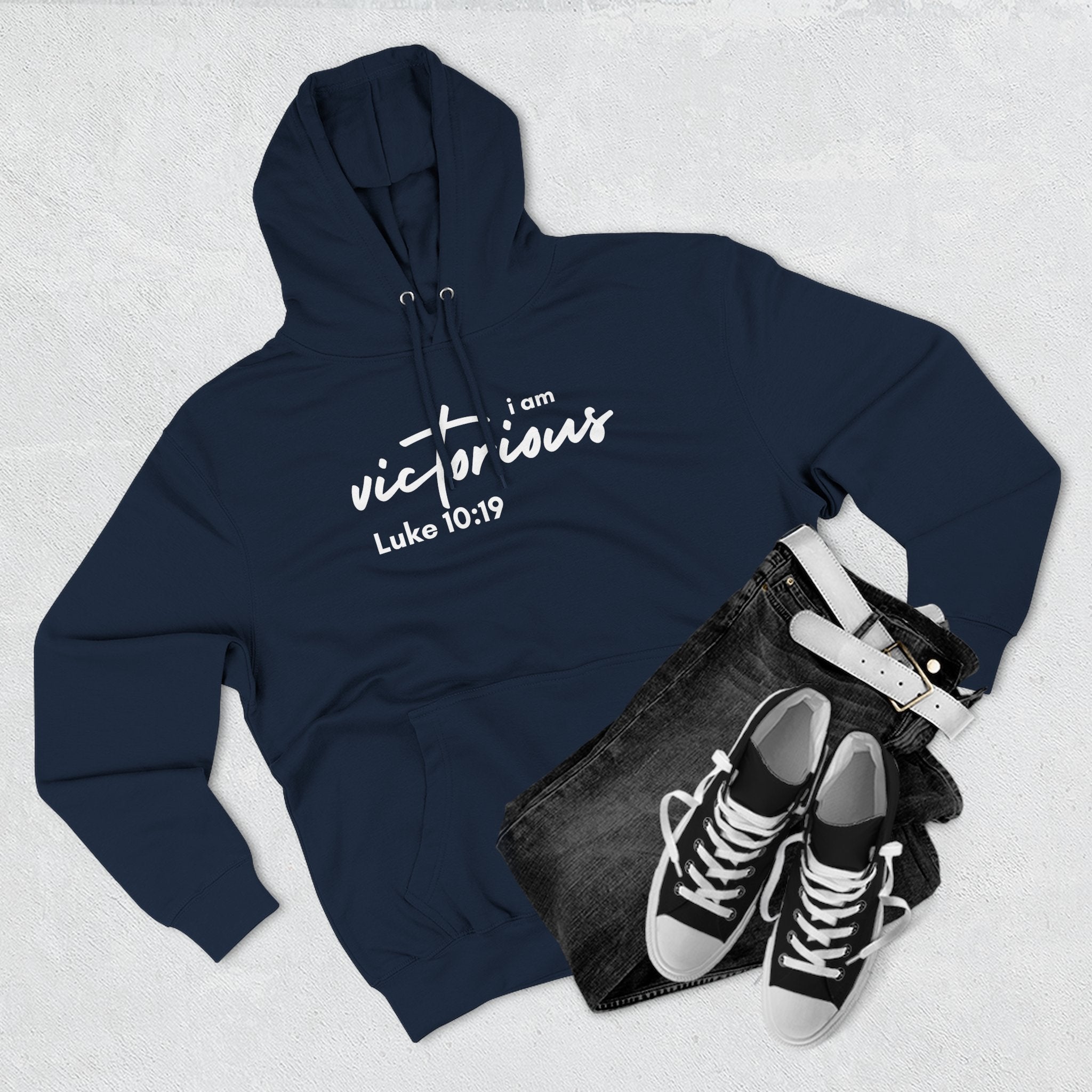 I Am Victorious Hoodie — Luke 10:19 Christian Scripture Fleece Pullover