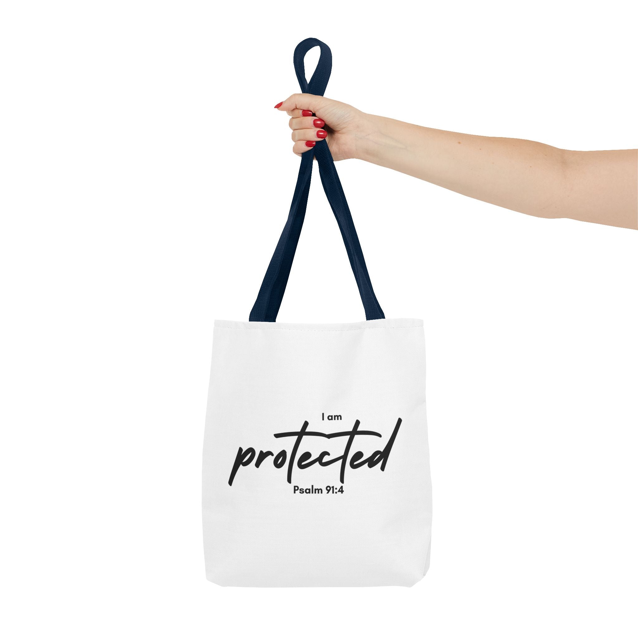 I Am Protected Tote Bag — Psalm 91:4 Christian Scripture Canvas Tote | Faith-Based Carryall