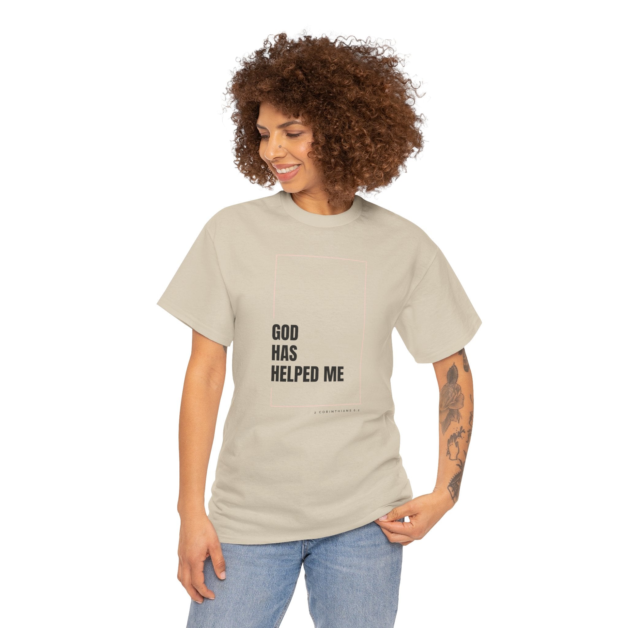 God Has Helped Me Christian T-Shirt – 2 Corinthians 6:2 Faith Tee | Unisex Heavy Cotton Shirt