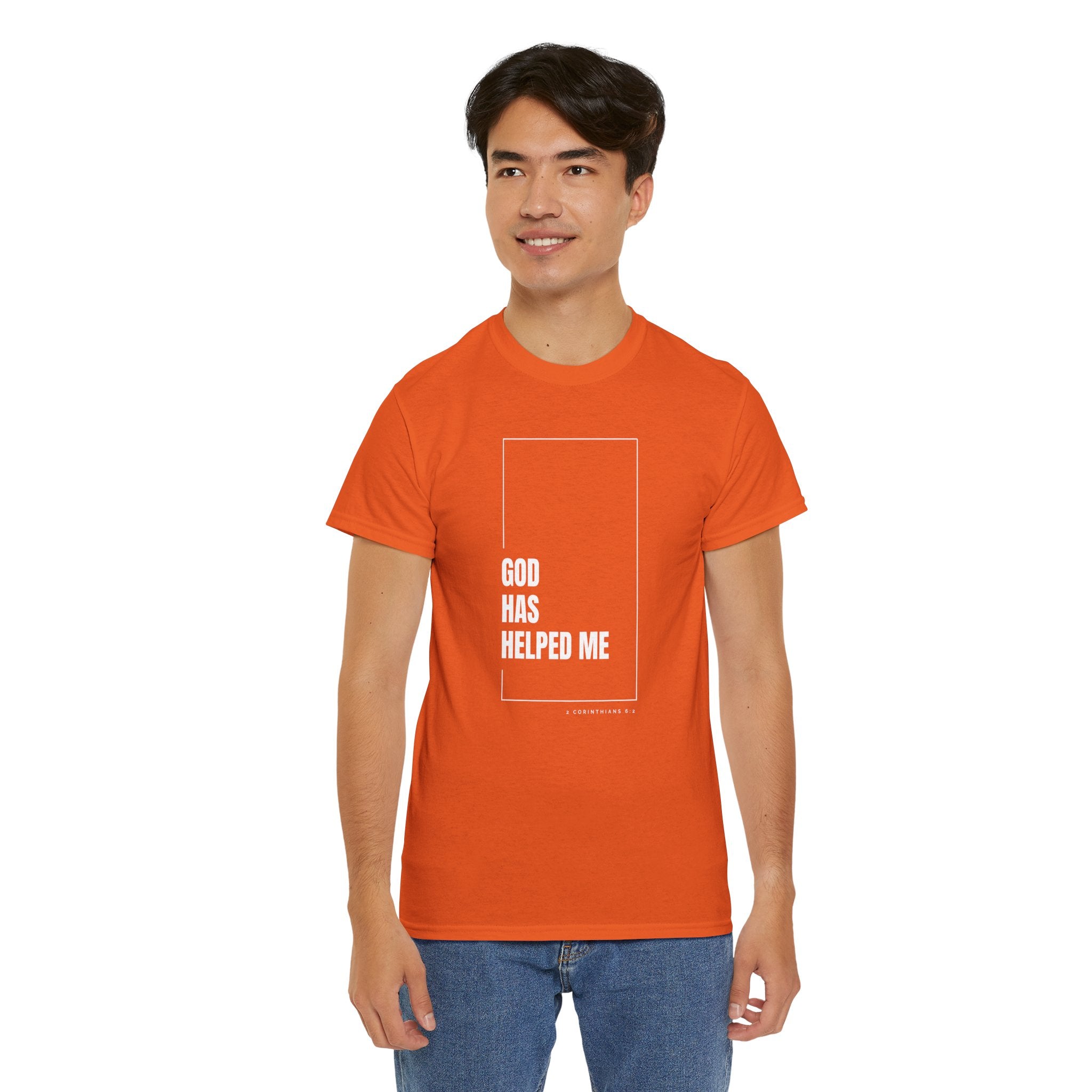 God Has Helped Me Christian T-Shirt – 2 Corinthians 6:2 Faith Tee | Unisex Heavy Cotton Shirt