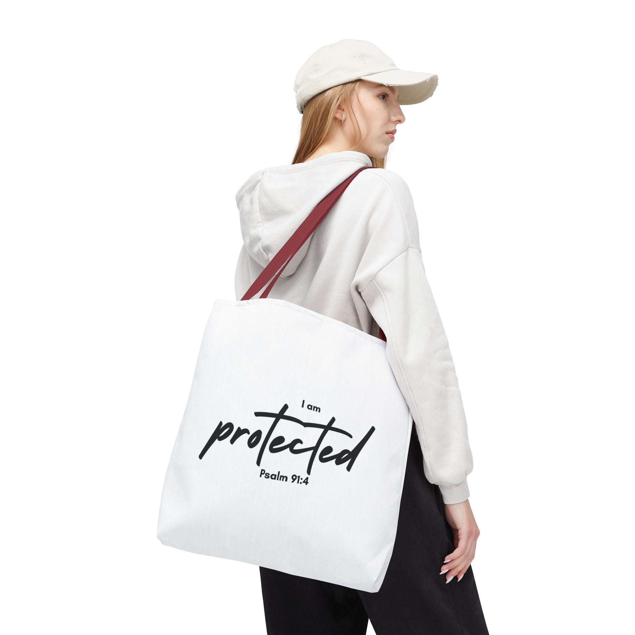 I Am Protected Tote Bag — Psalm 91:4 Christian Scripture Canvas Tote | Faith-Based Carryall