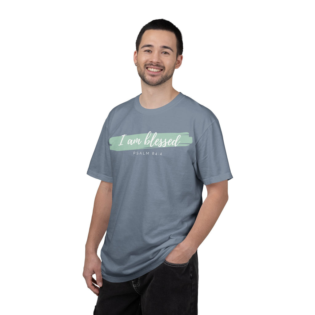 I Am Blessed Christian T-Shirt — Psalm 84:4 Scripture Tee | Garment-Dyed Faith Shirt