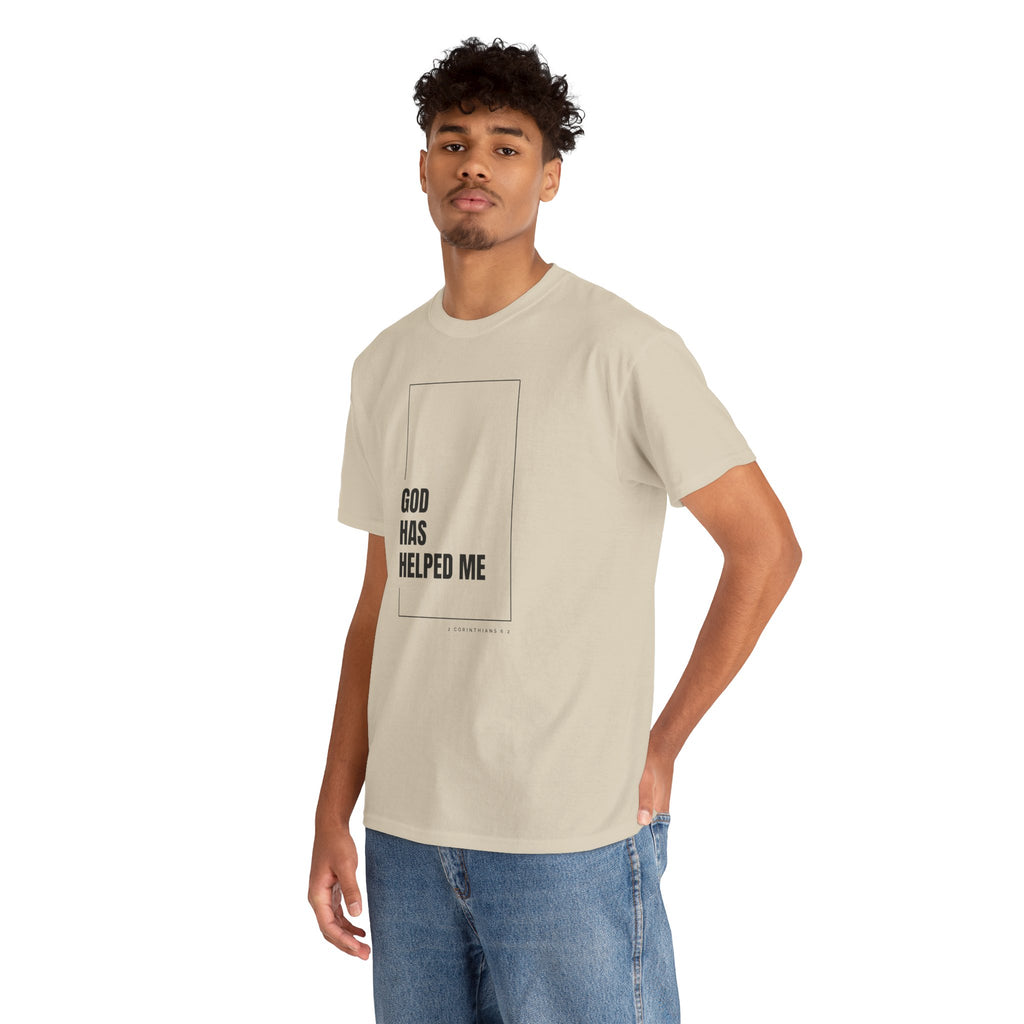 God Has Helped Me Christian T-Shirt – 2 Corinthians 6:2 Faith Tee | Unisex Heavy Cotton Shirt