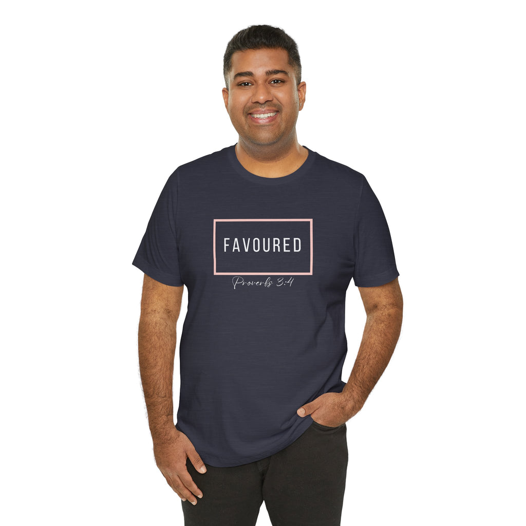 Favoured Christian T-Shirt – Proverbs 3:4 Scripture Tee | Faith-Based Unisex Shirt