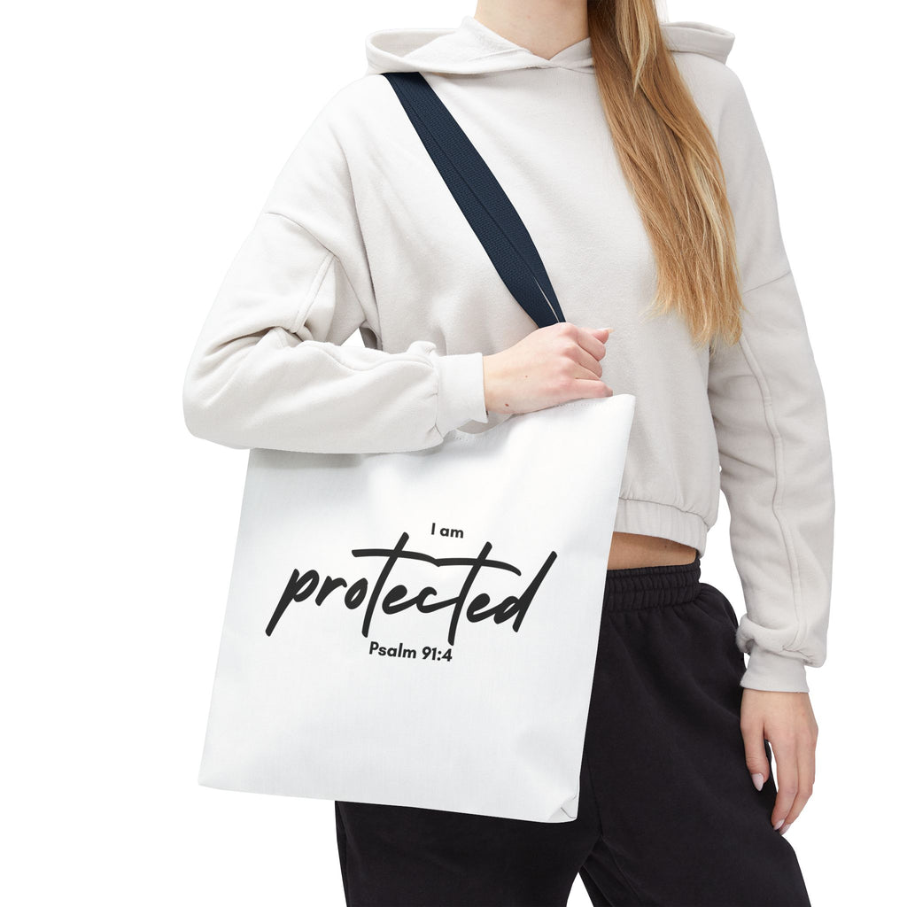I Am Protected Tote Bag — Psalm 91:4 Christian Scripture Canvas Tote | Faith-Based Carryall