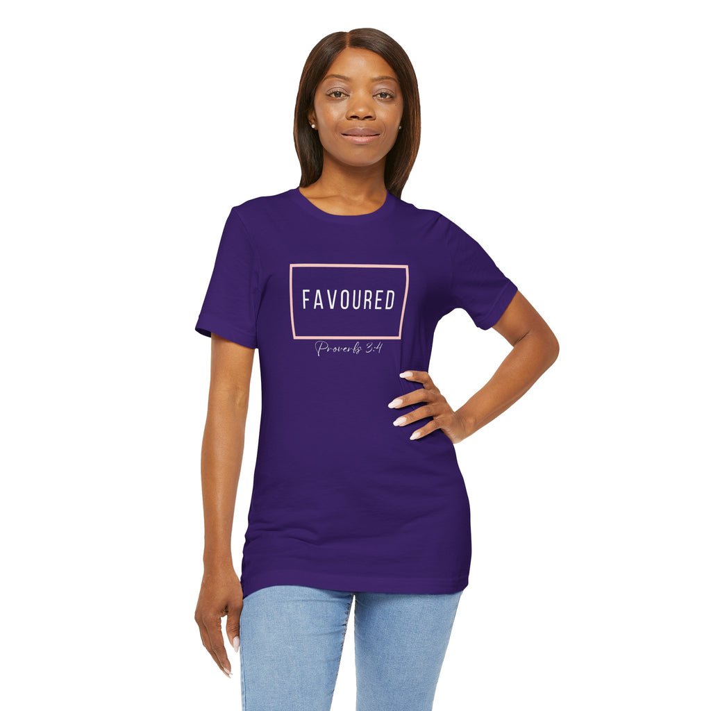 Favoured Christian T-Shirt – Proverbs 3:4 Scripture Tee | Faith-Based Unisex Shirt