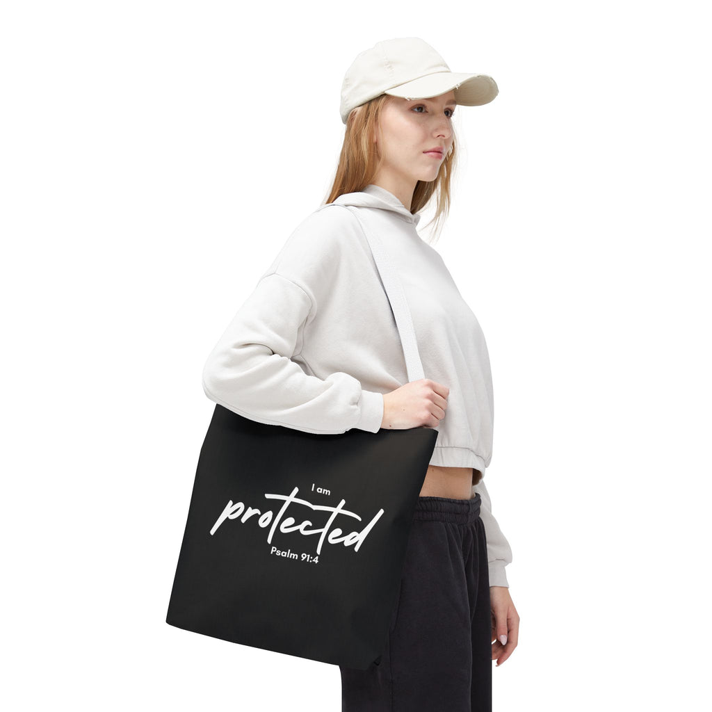 I Am Protected Tote Bag — Psalm 91:4 Christian Scripture Canvas Tote | Faith-Based Carryall