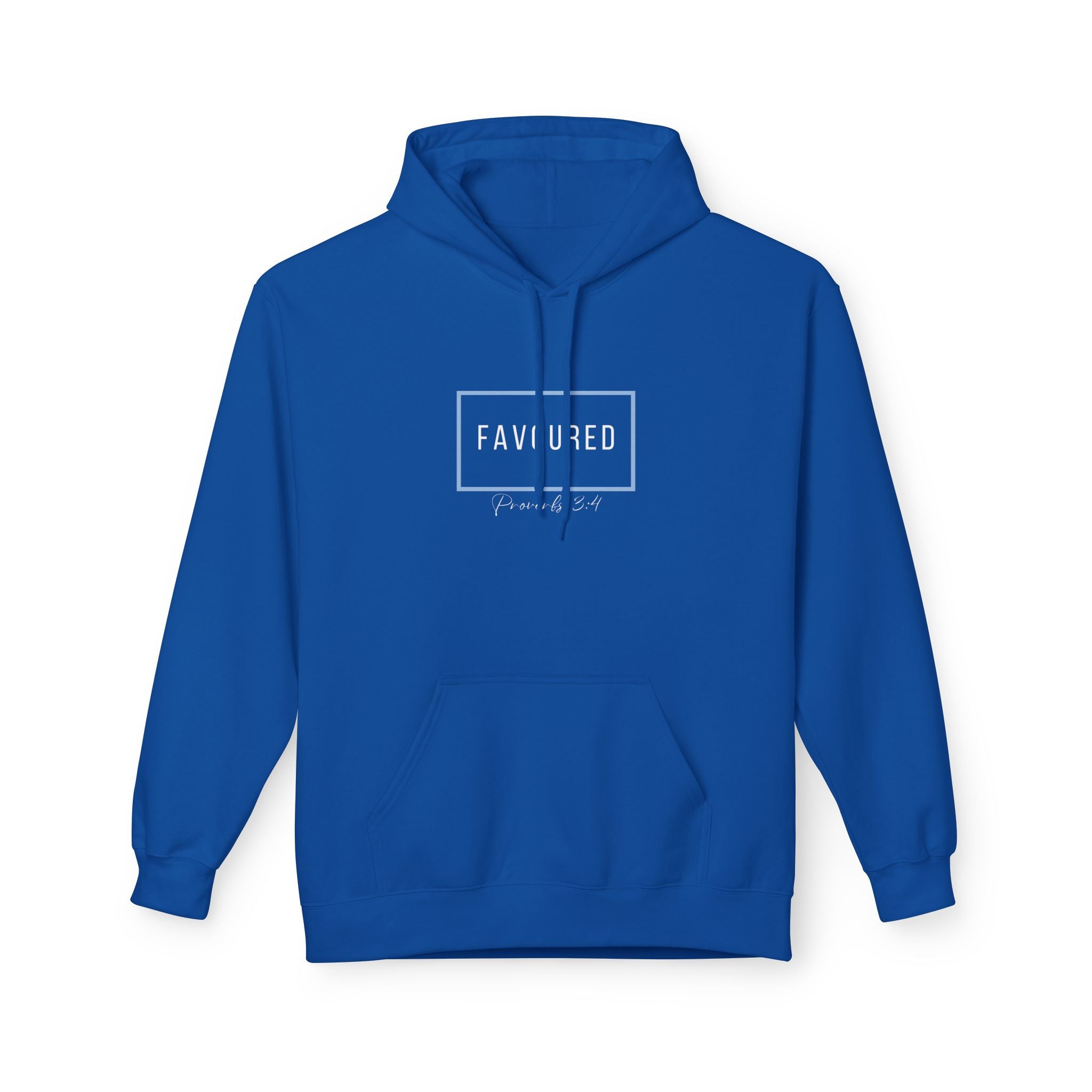 Favoured Christian Hoodie – Proverbs 3:4 Minimalist Script Hoodie | Faith-Based Unisex Pullover