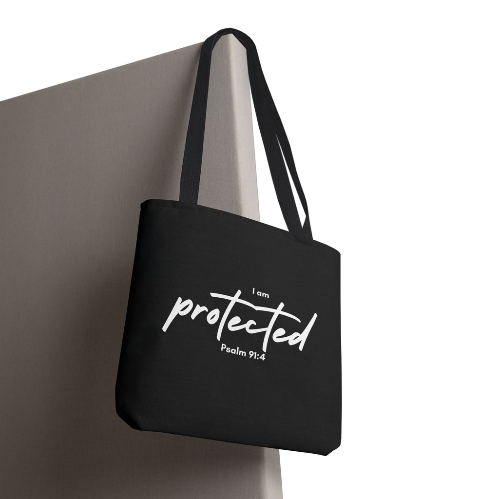 I Am Protected Tote Bag — Psalm 91:4 Christian Scripture Canvas Tote | Faith-Based Carryall