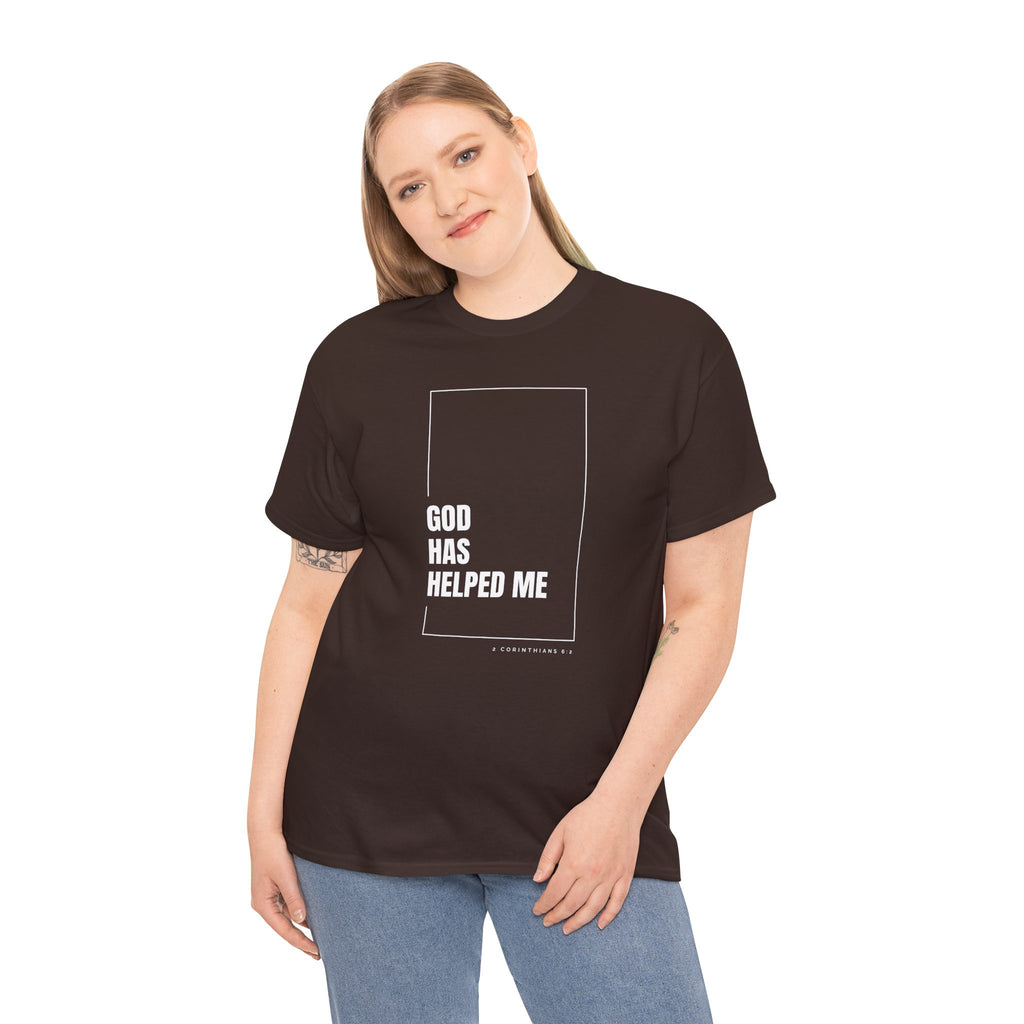 God Has Helped Me Christian T-Shirt – 2 Corinthians 6:2 Faith Tee | Unisex Heavy Cotton Shirt