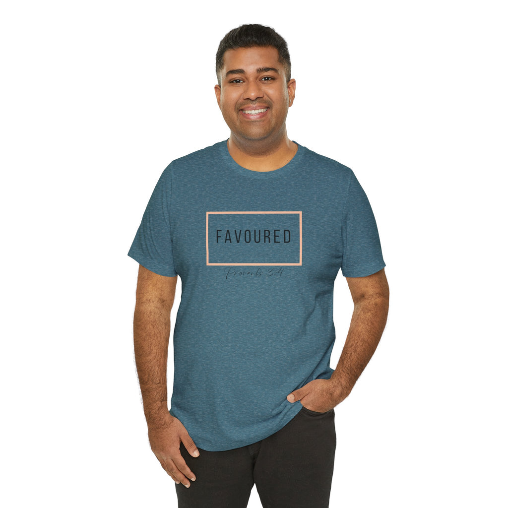 Favoured Christian T-Shirt – Proverbs 3:4 Scripture Tee | Faith-Based Unisex Shirt