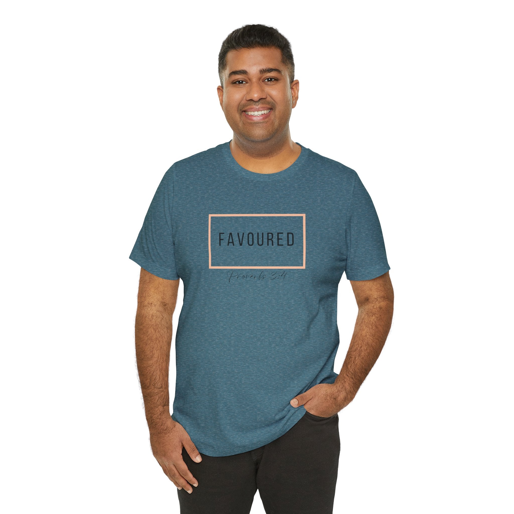 Favoured Christian T-Shirt – Proverbs 3:4 Scripture Tee | Faith-Based Unisex Shirt