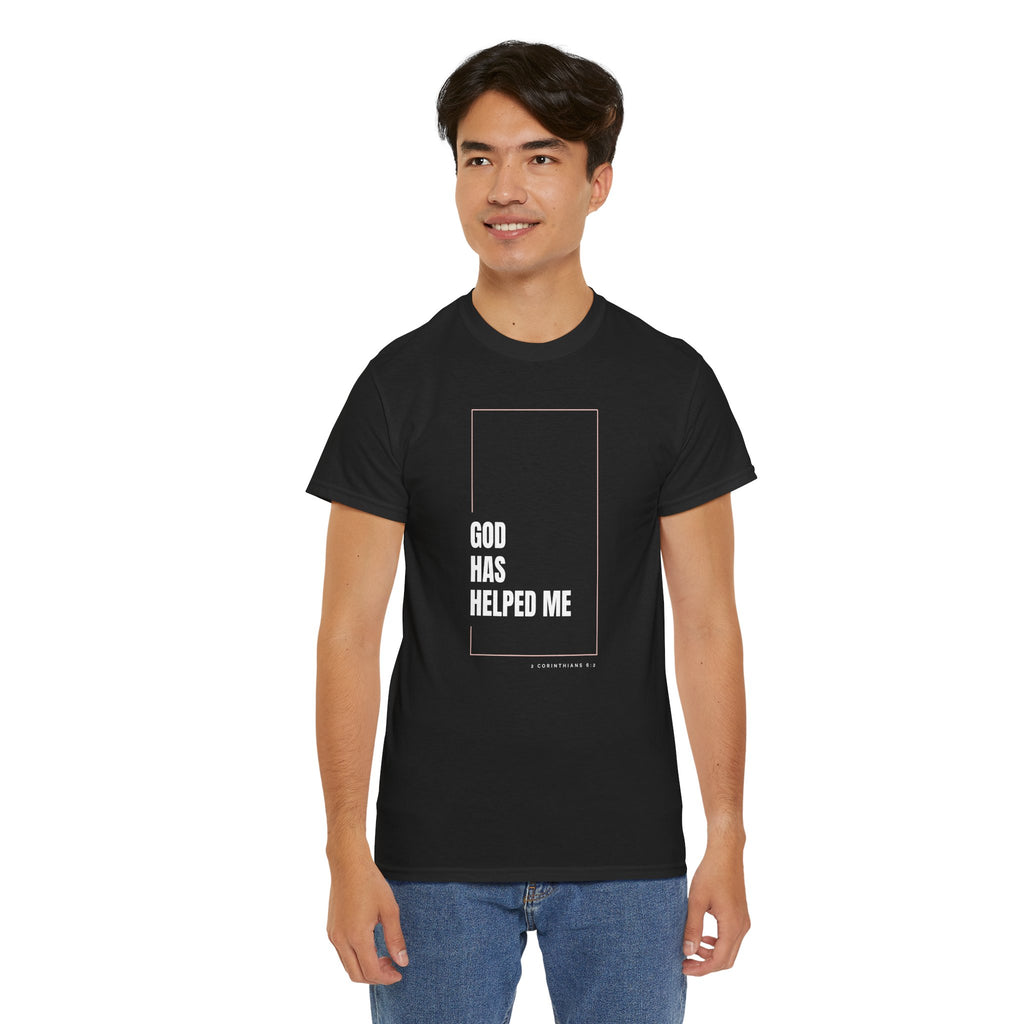 God Has Helped Me Christian T-Shirt – 2 Corinthians 6:2 Faith Tee | Unisex Heavy Cotton Shirt
