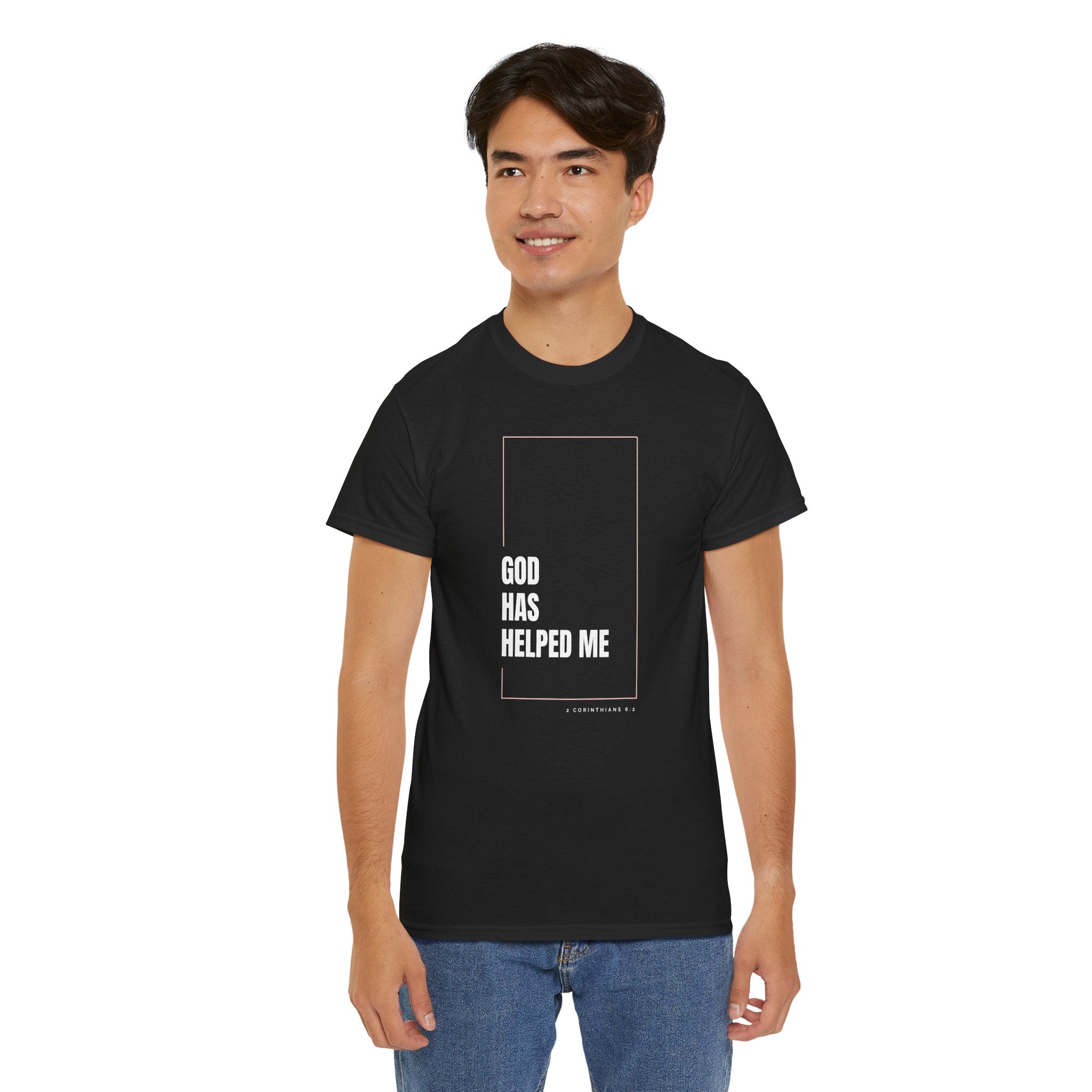 God Has Helped Me Christian T-Shirt – 2 Corinthians 6:2 Faith Tee | Unisex Heavy Cotton Shirt