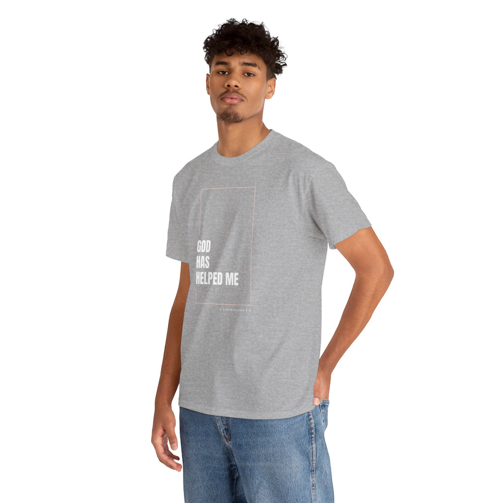 God Has Helped Me Christian T-Shirt – 2 Corinthians 6:2 Faith Tee | Unisex Heavy Cotton Shirt